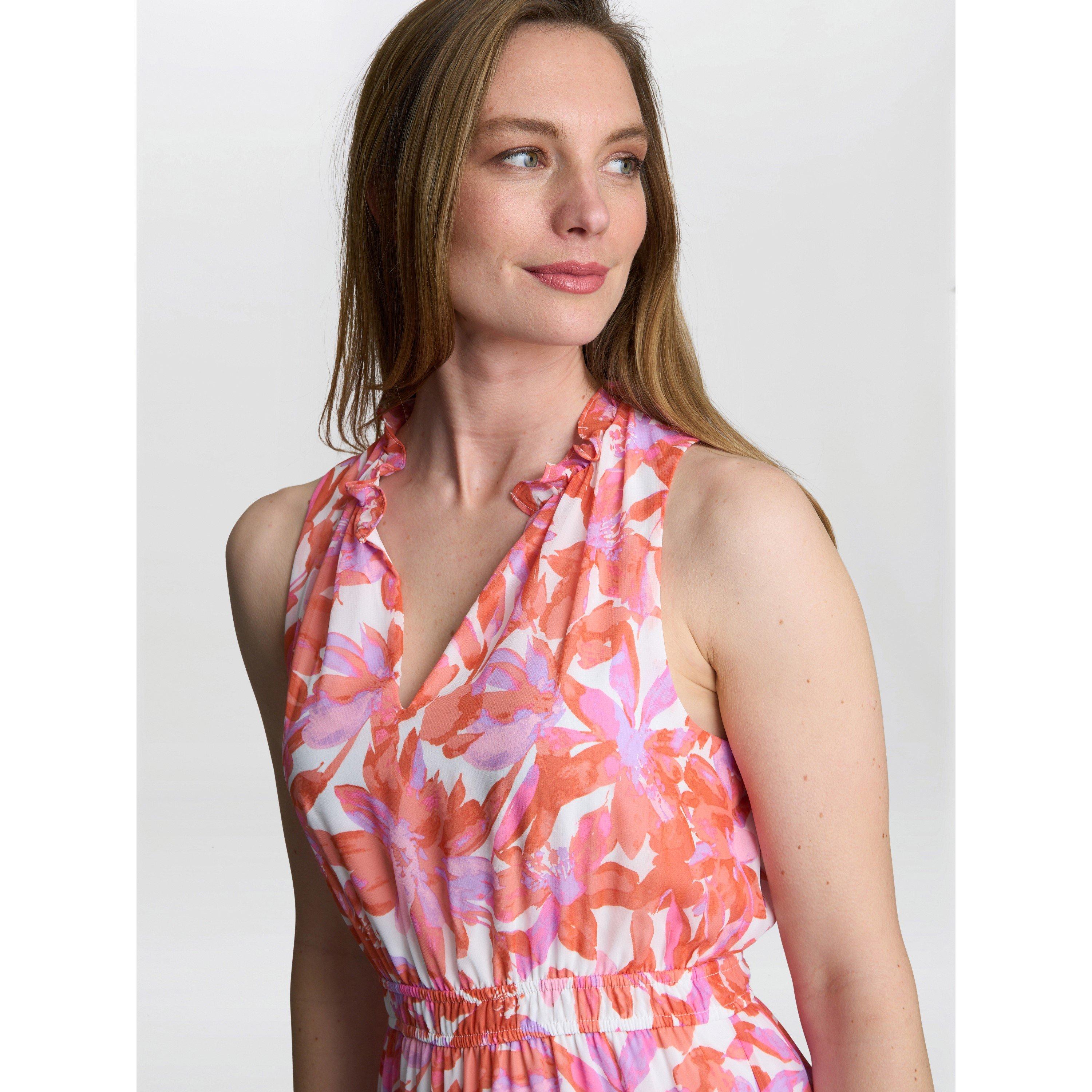 Coral - Gina Bacconi - Women's ROWEENA Summer Fit and Flare Dress - 5