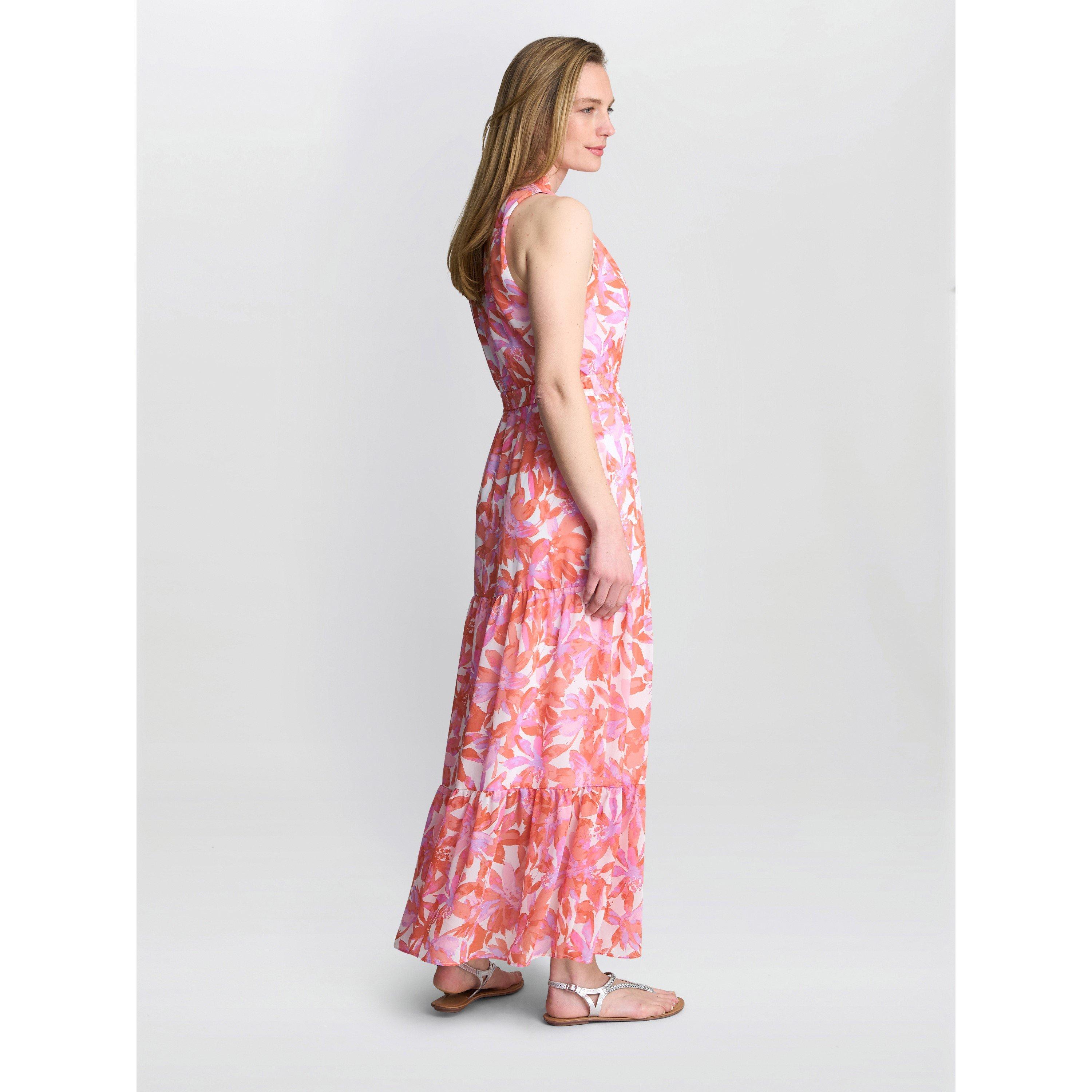 Coral - Gina Bacconi - Women's ROWEENA Summer Fit and Flare Dress - 6