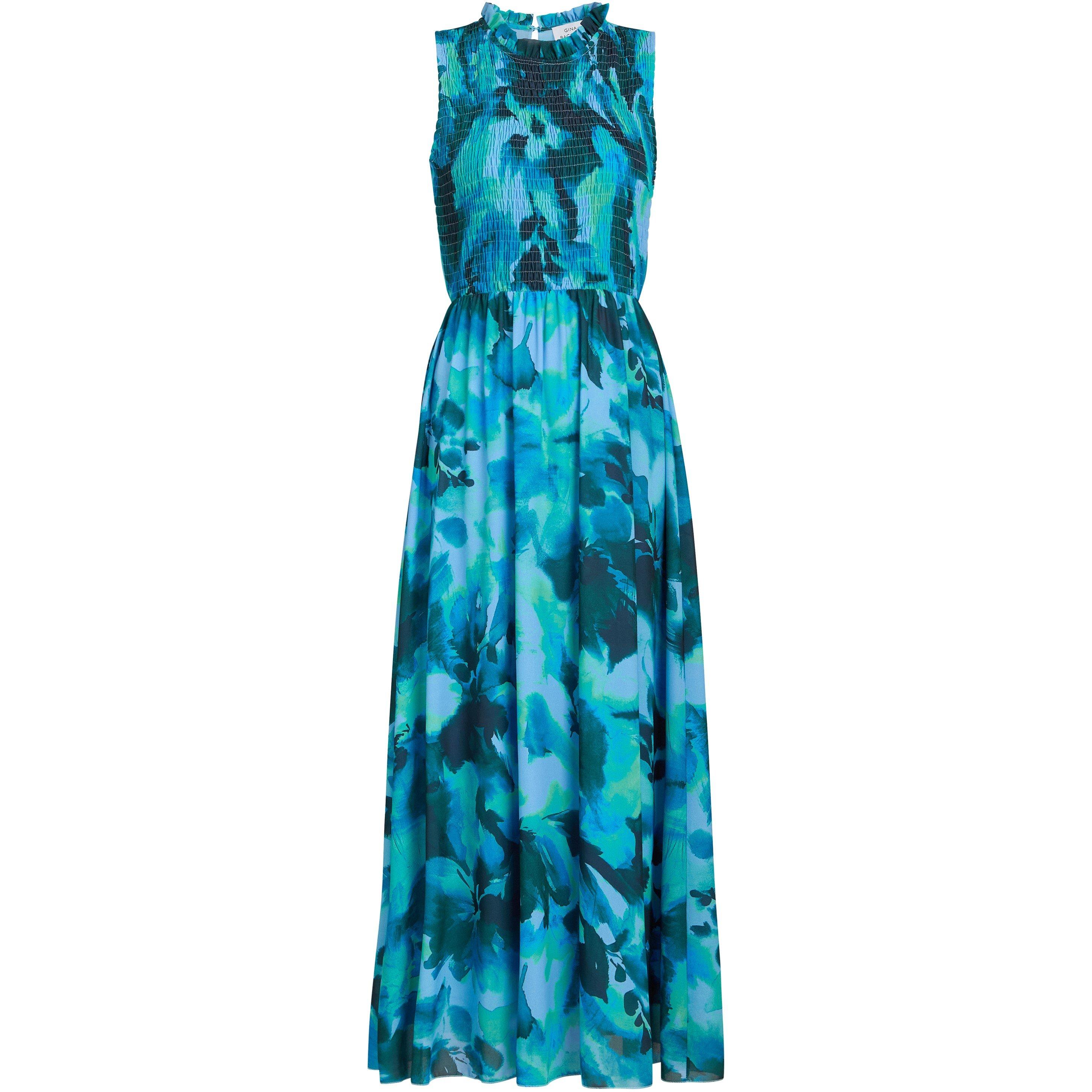 Gina Bacconi Women's Roxanna Sleeveless Shired Top Dress - Blue Green - M