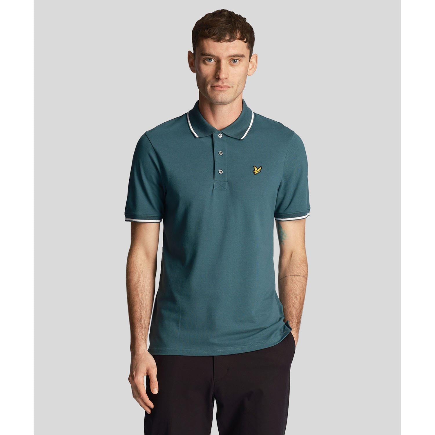 Lyle And Scott Men's Green White Tipped Polo Shirt