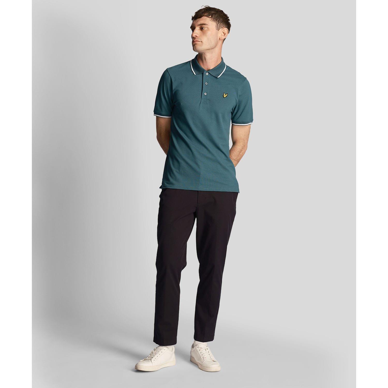 Green White - Lyle and Scott - Tipped Polo Shirt - 2