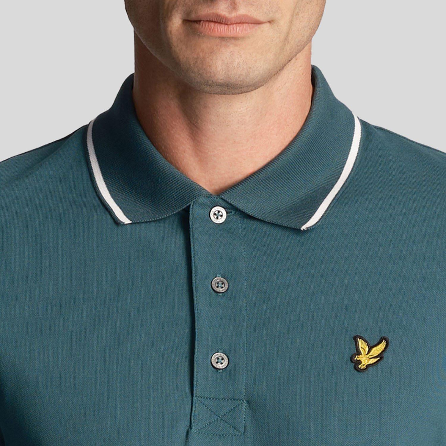 Green White - Lyle and Scott - Tipped Polo Shirt - 4