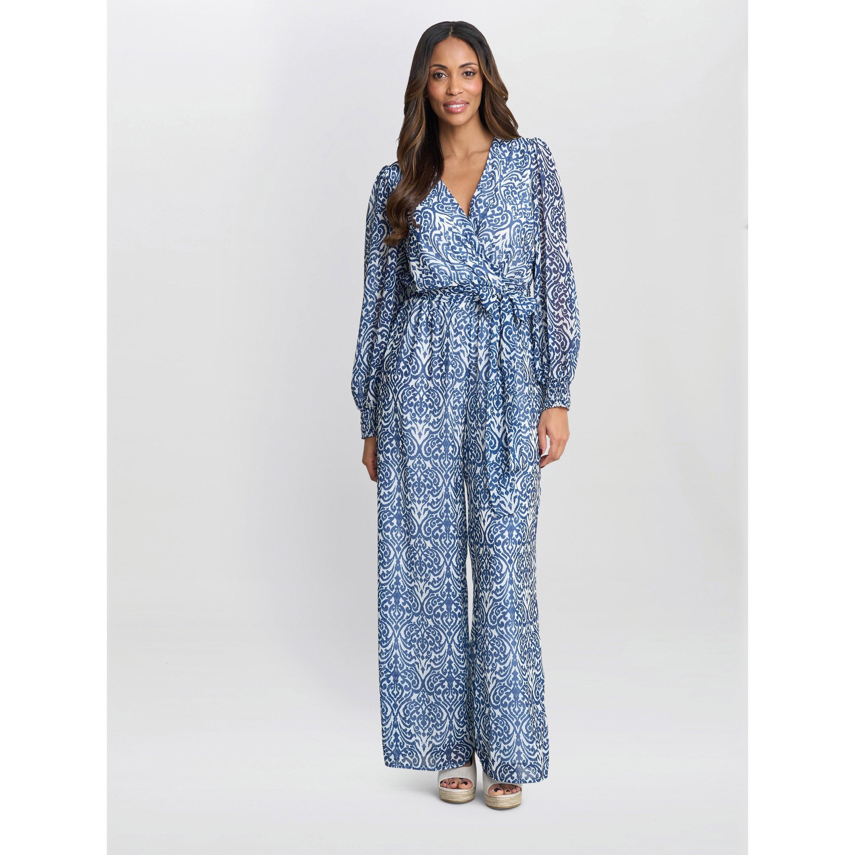 Gina Bacconi Women's Kourtney Chiffon Jumpsuit - Blue - L