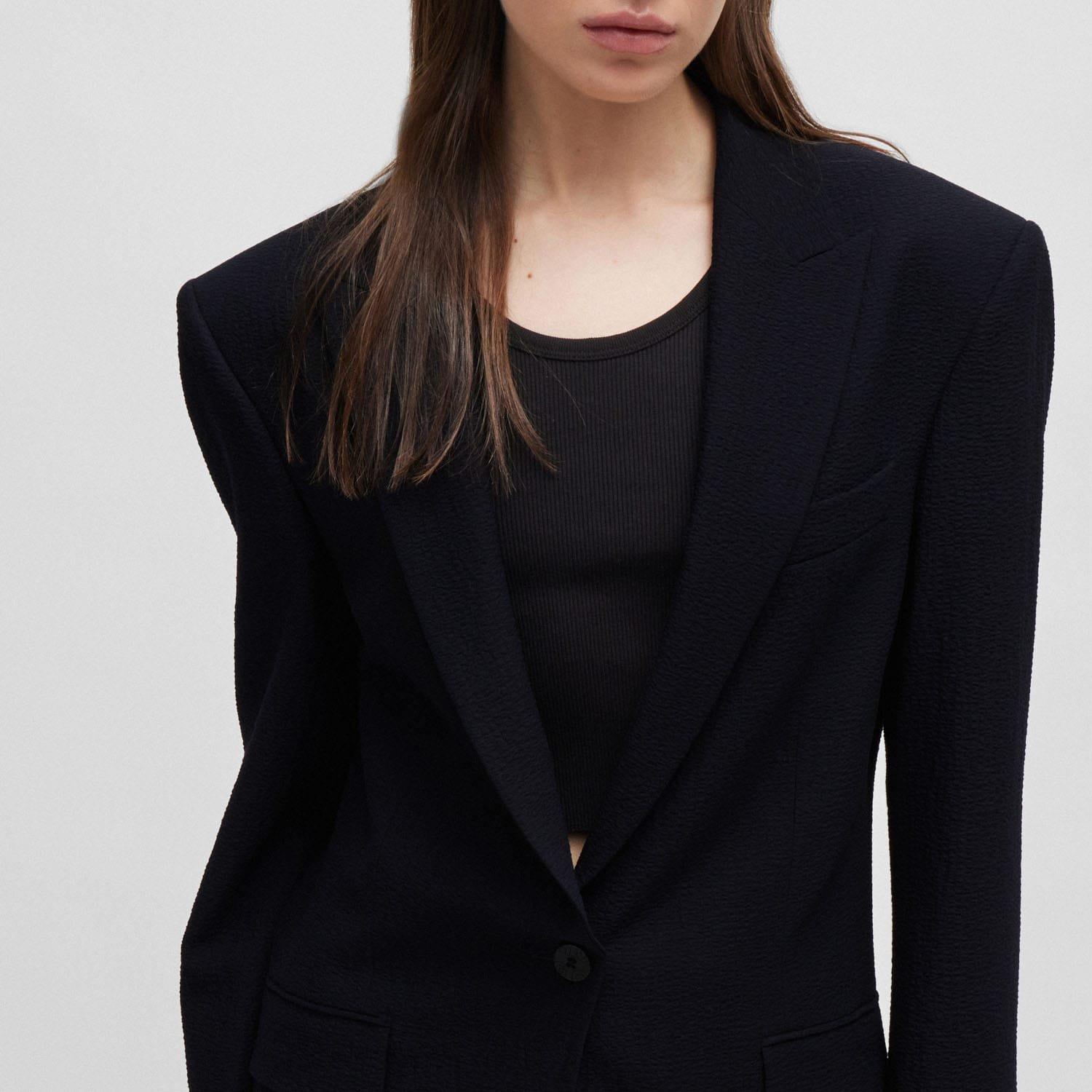 Blue - Hugo - Amiya Longline Oversize-Fit Blazer - 3