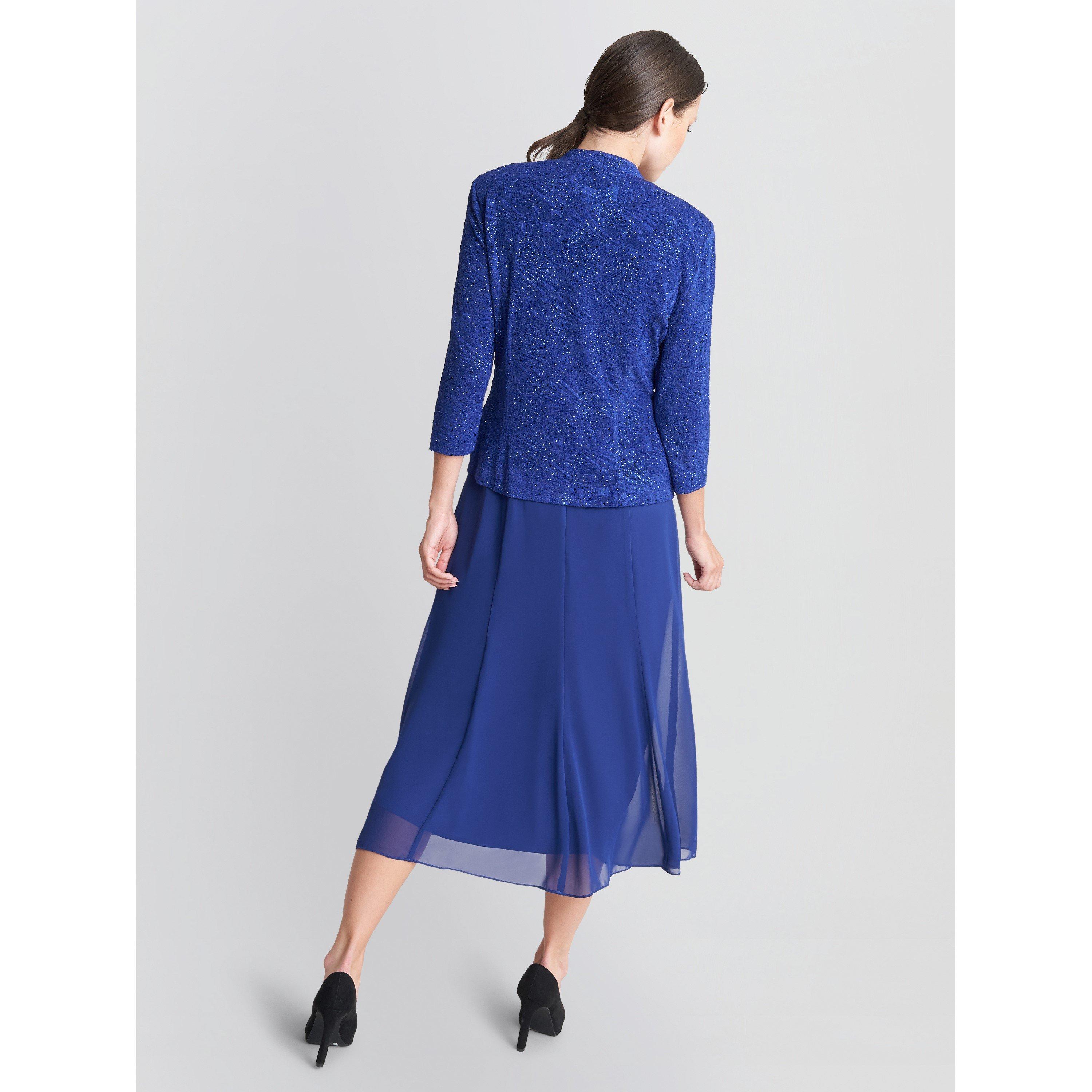 Electric Blue - Gina Bacconi - Tillie Glitter Tank And Chiffon Skirt - 2