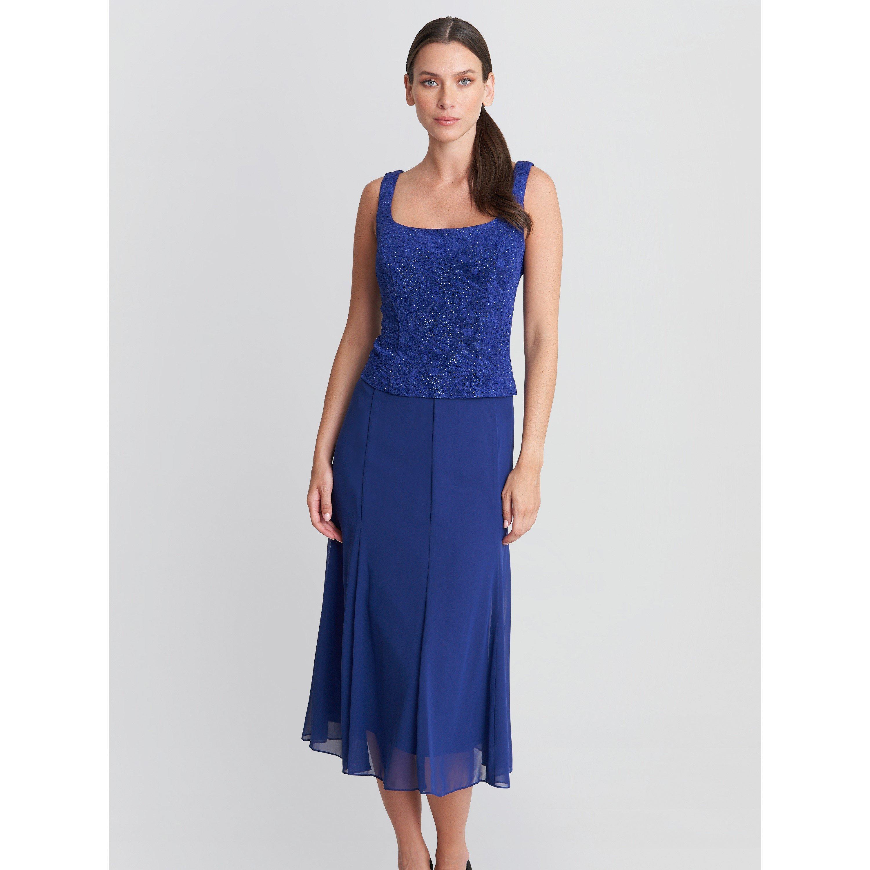 Electric Blue - Gina Bacconi - Tillie Glitter Tank And Chiffon Skirt - 6