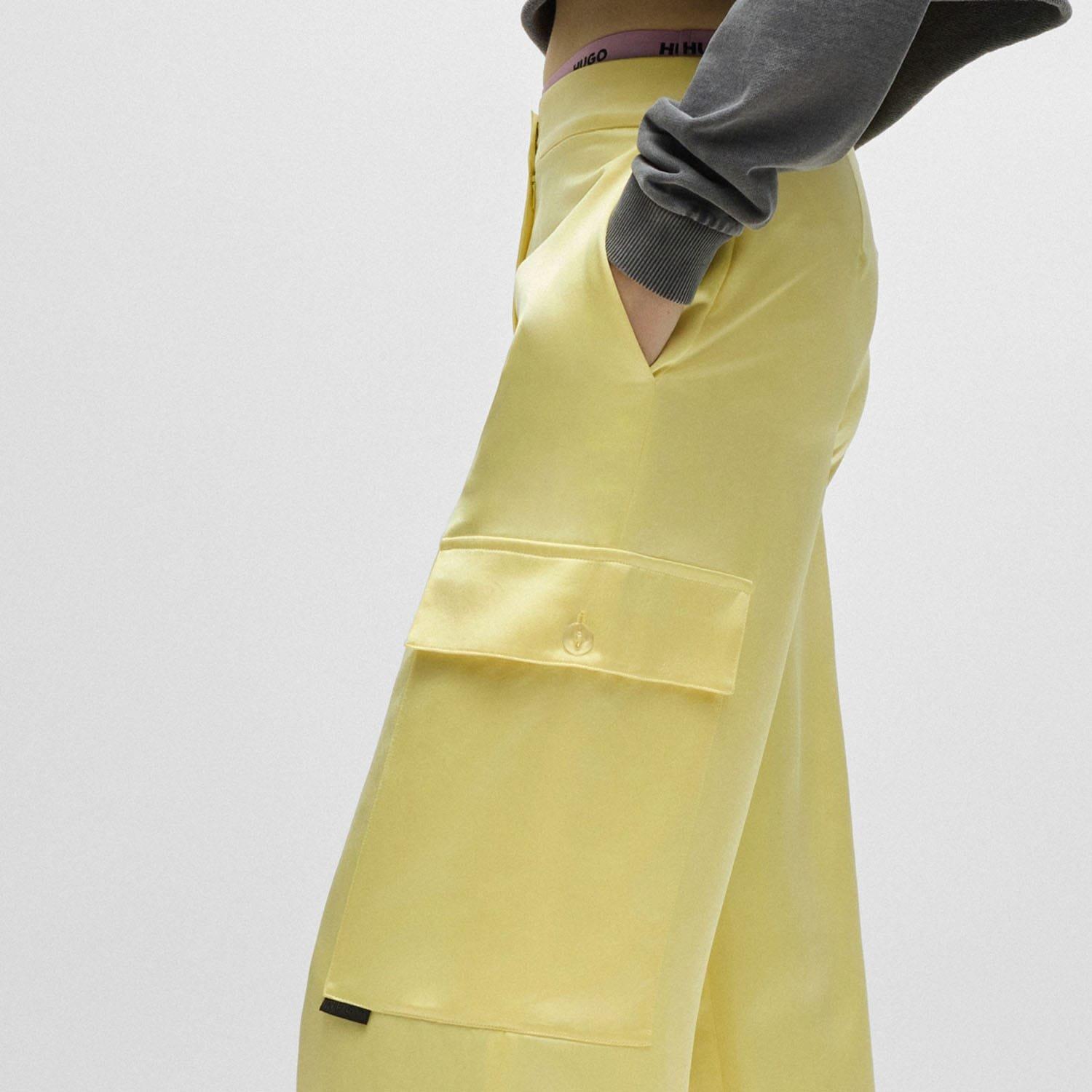 Yellow - Hugo - Hakila-1 Relaxed-Fit Cargo Trousers - 3