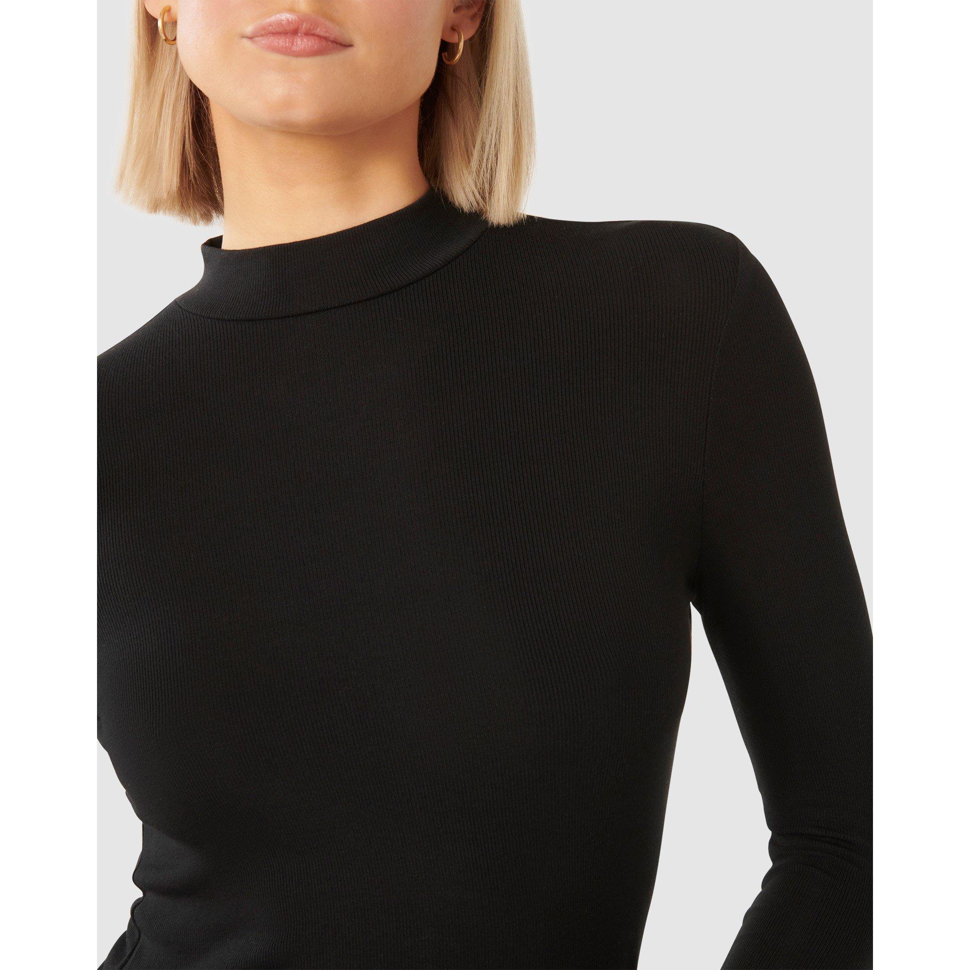 Black - Forever New - Candice High Neck Rib Top - 3