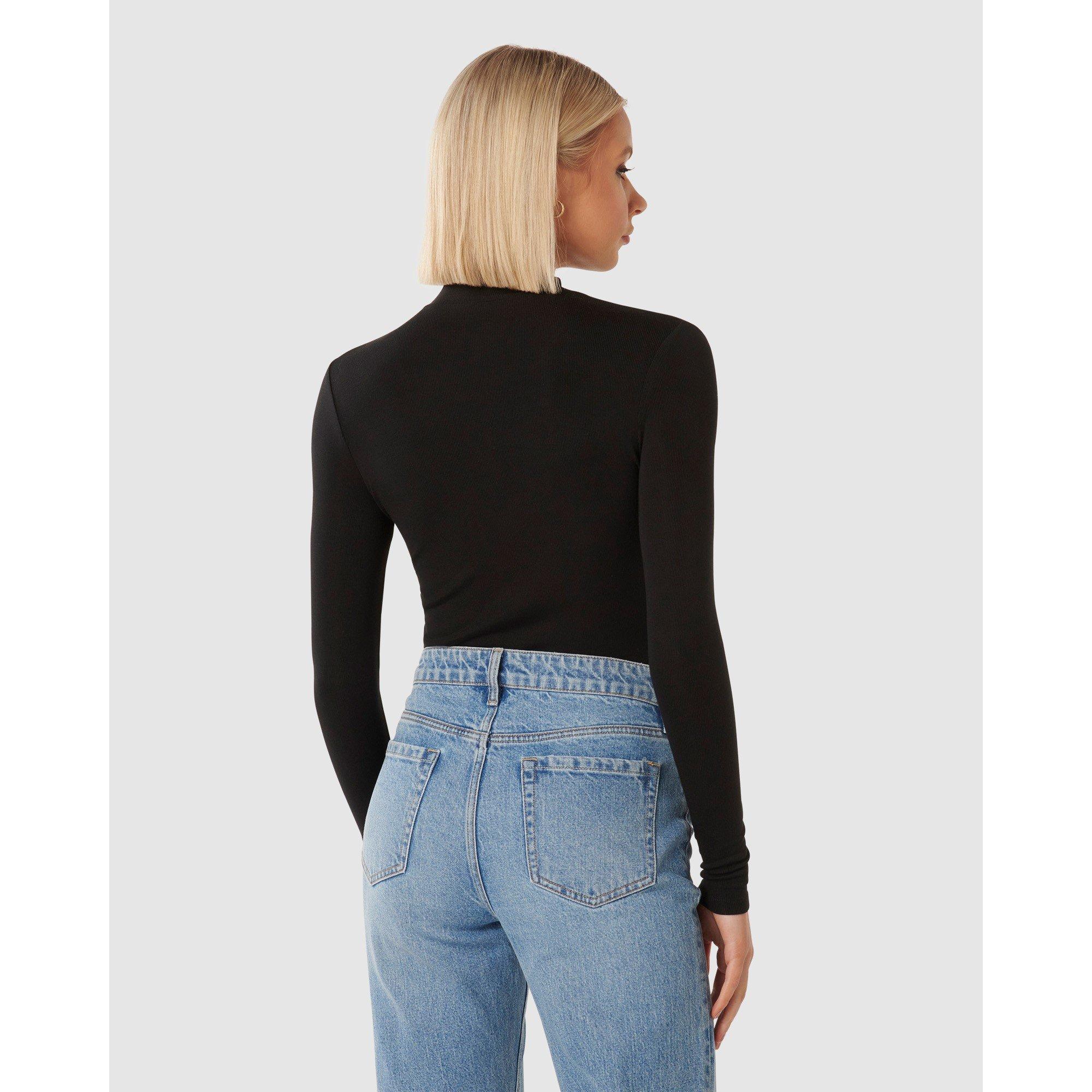 Black - Forever New - Candice High Neck Rib Top - 5