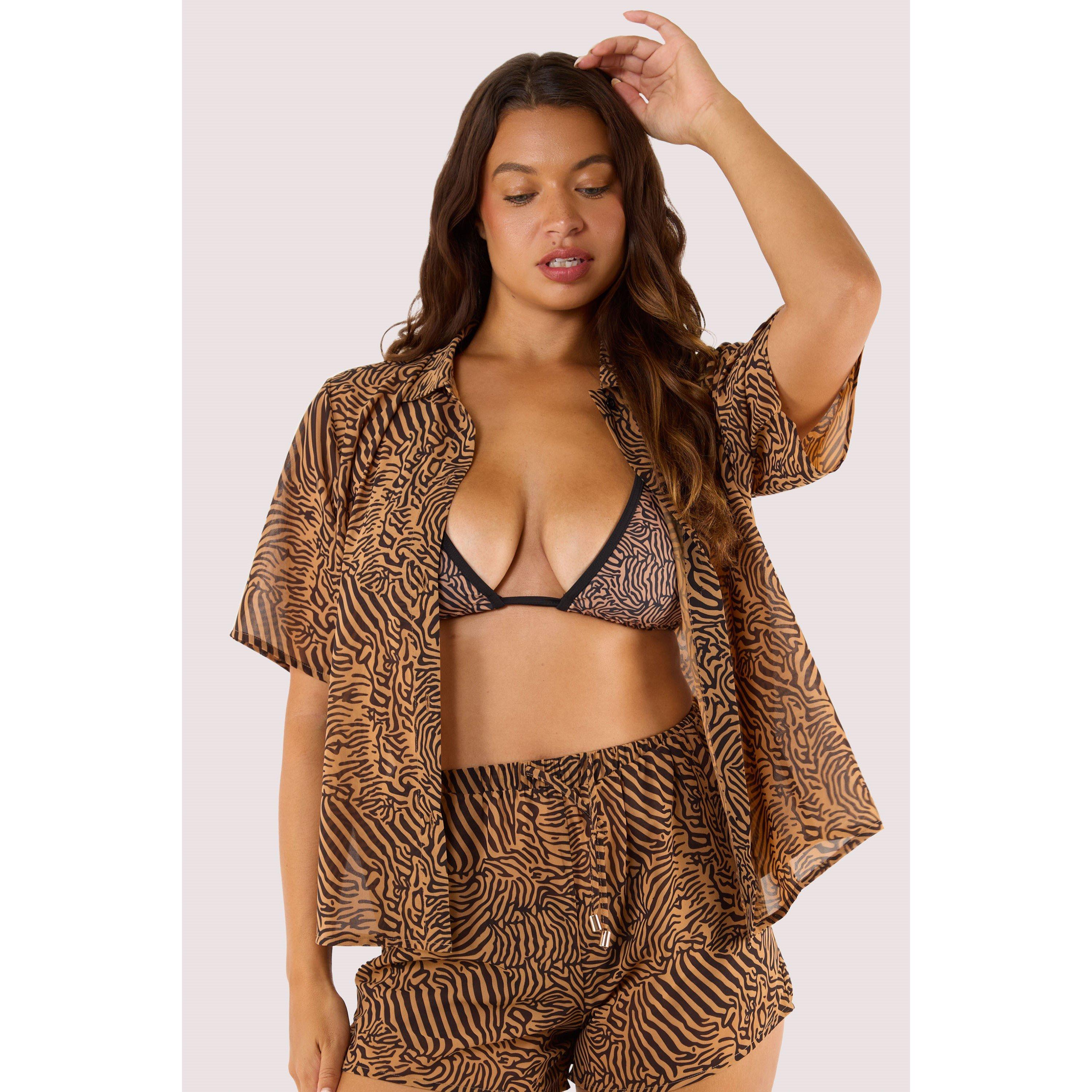 Tiger Print - Wolf and Whistle - Savana Tiger Print Georgette Beach Shirt - 3