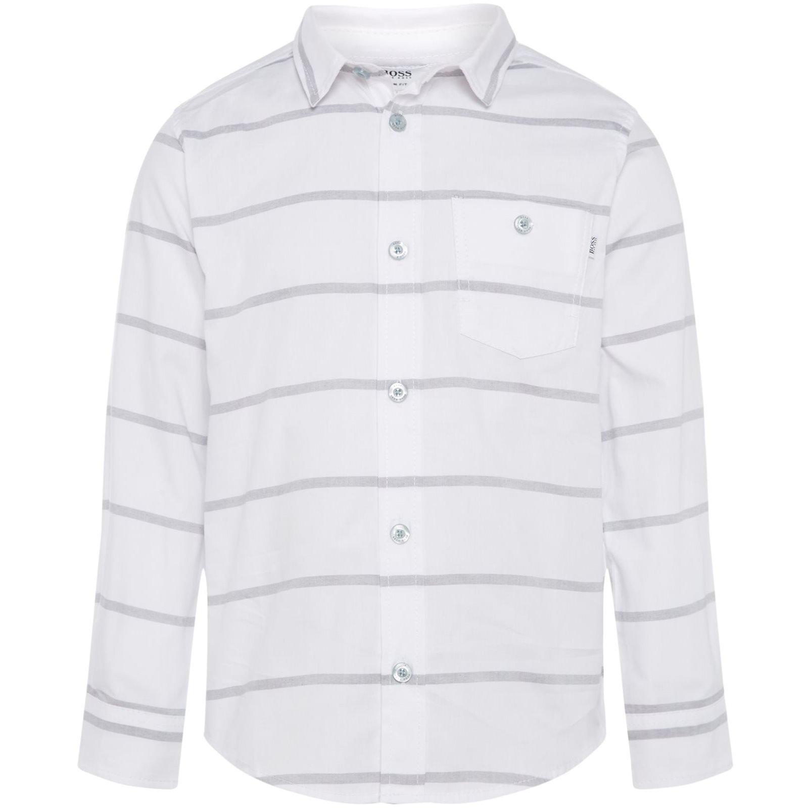 White - Boss - Kids Long-Sleeve All-over Stripe Design Shirt - 1