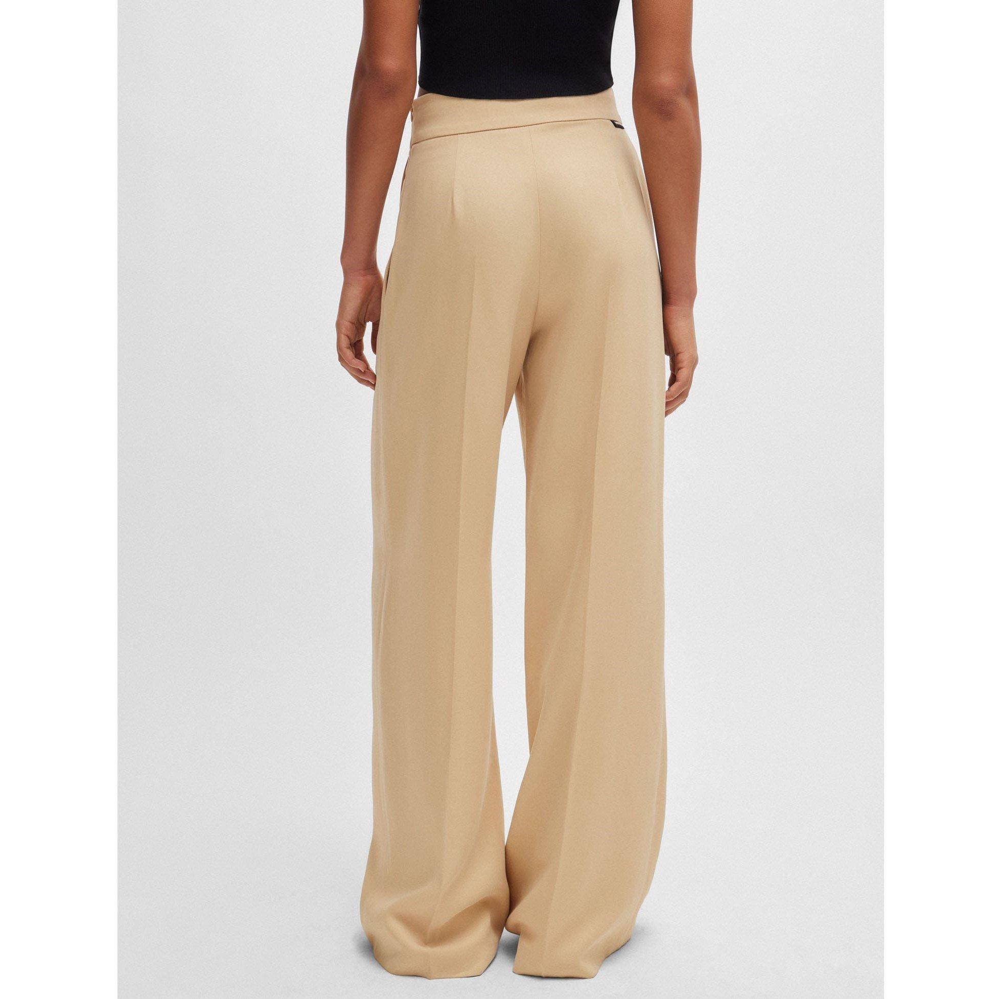 Beige - Hugo - Haniana-2 Relaxed-Fit Wide-Leg Trousers - 2