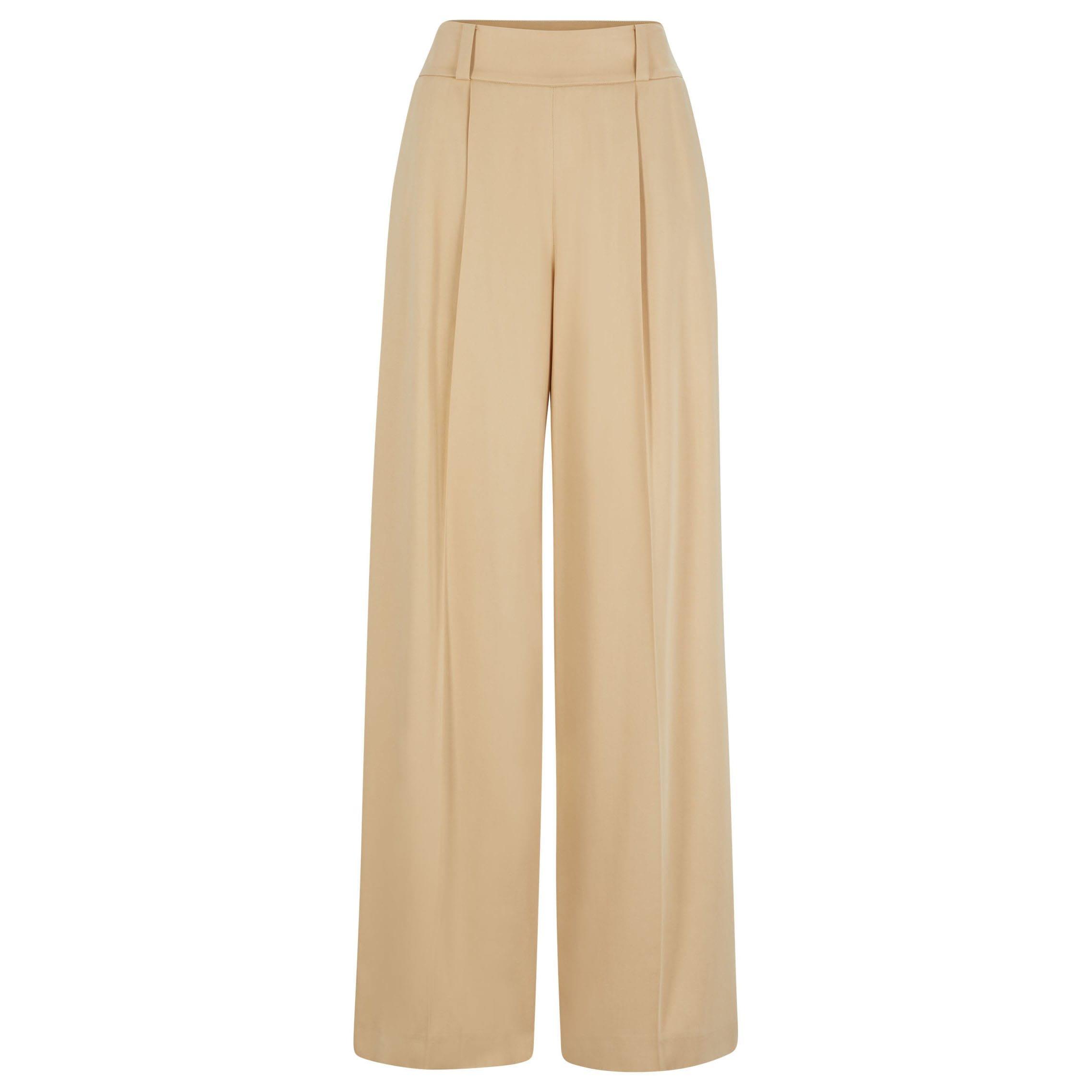 Beige - Hugo - Haniana-2 Relaxed-Fit Wide-Leg Trousers - 3