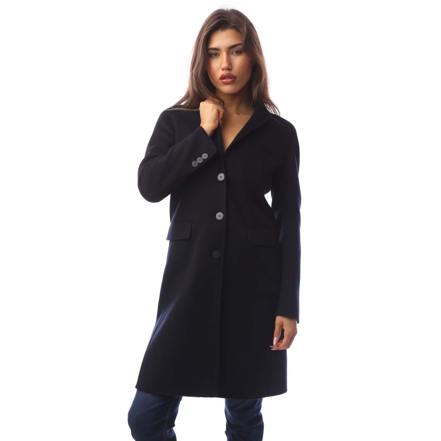 Emporio Armani Women's Cashmere Tailored-Fit Overcoat - Navy - 14