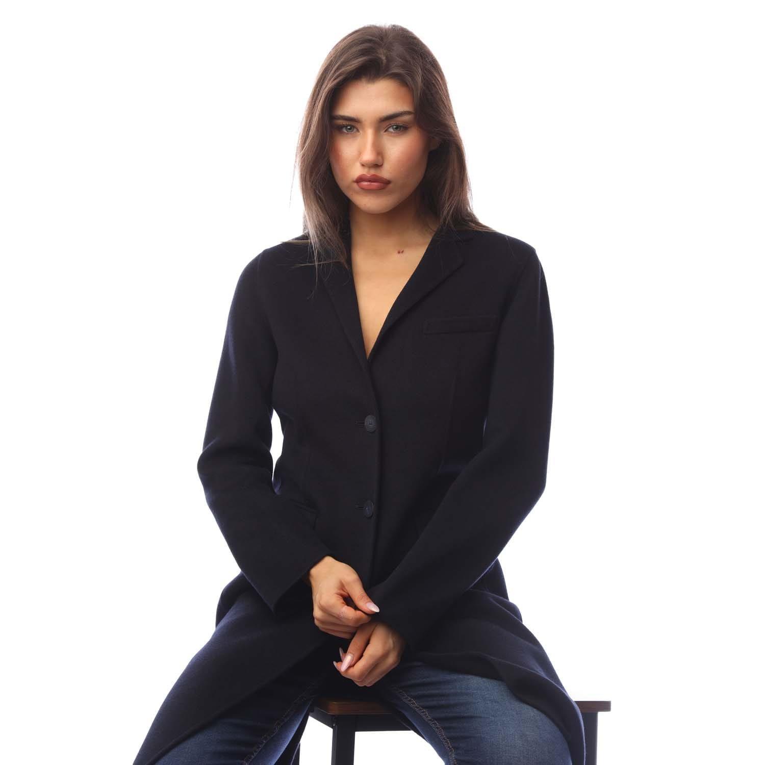 Navy - Emporio Armani - Lapelled Mid-Length Coat - 4