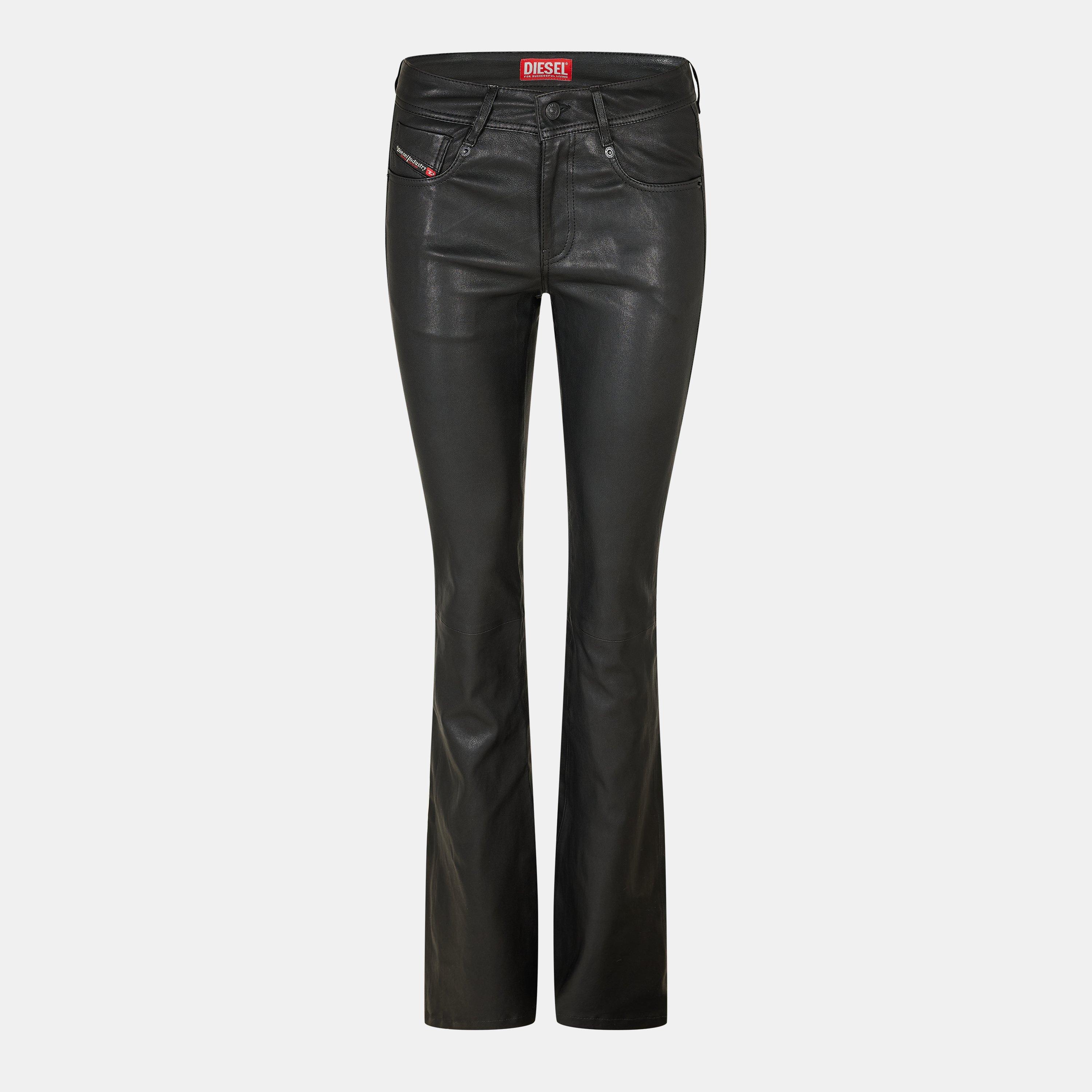 Black Black - Diesel - Women's Leather Trousers - 1
