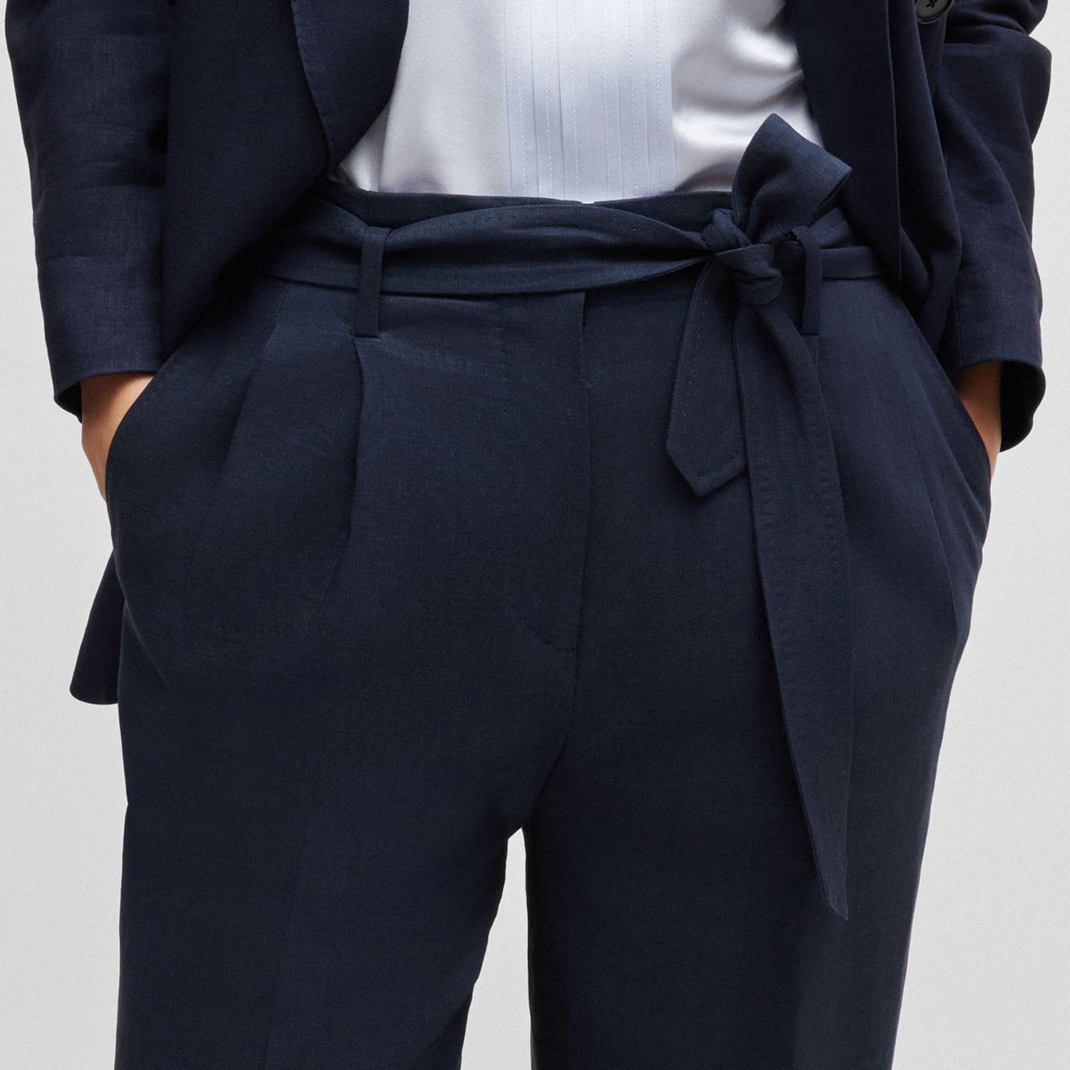 Blue - Boss - Tepiala Wide-Leg Trousers - 3