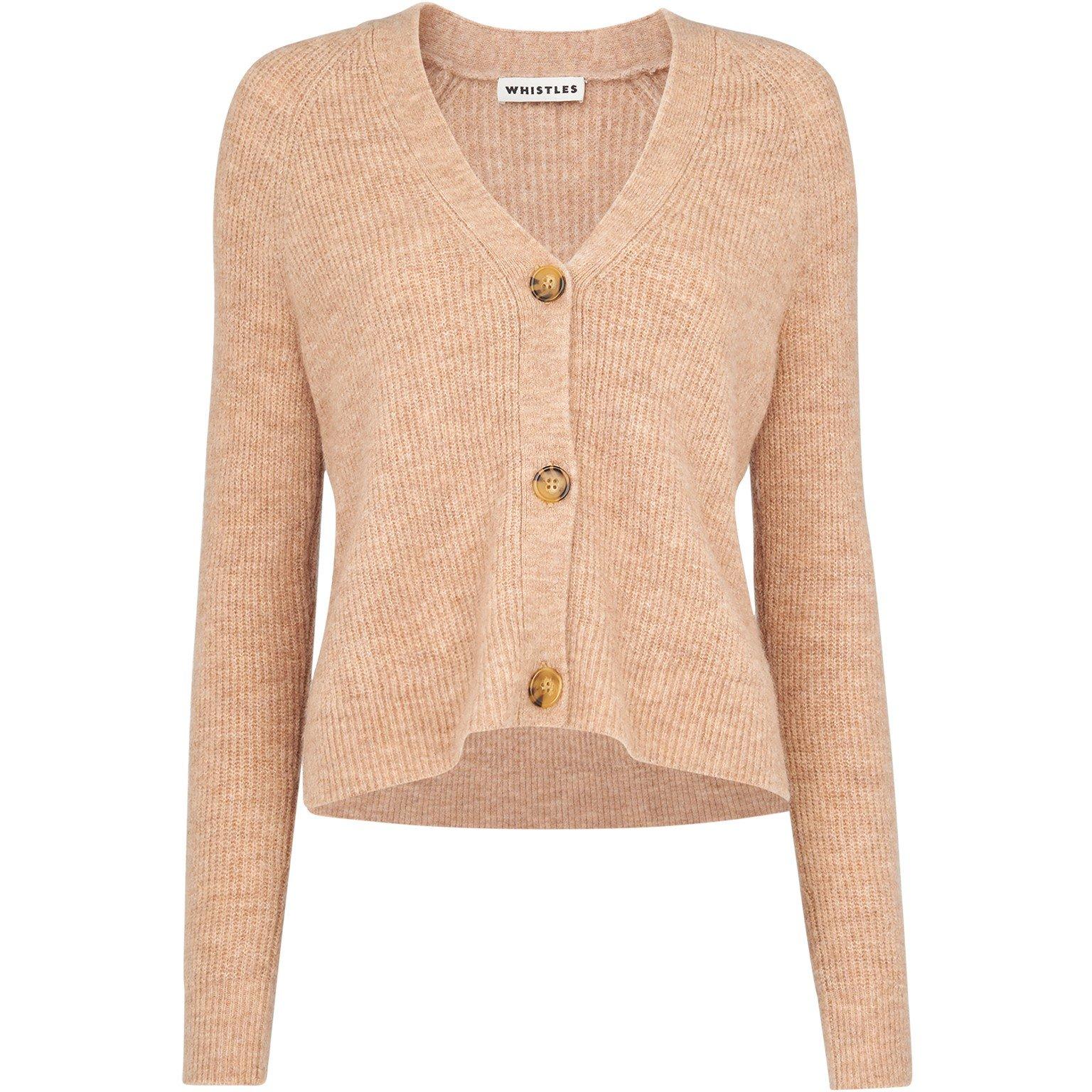 Whistles Women's Rib Textured Wool Mix Cardigan - Camel - L