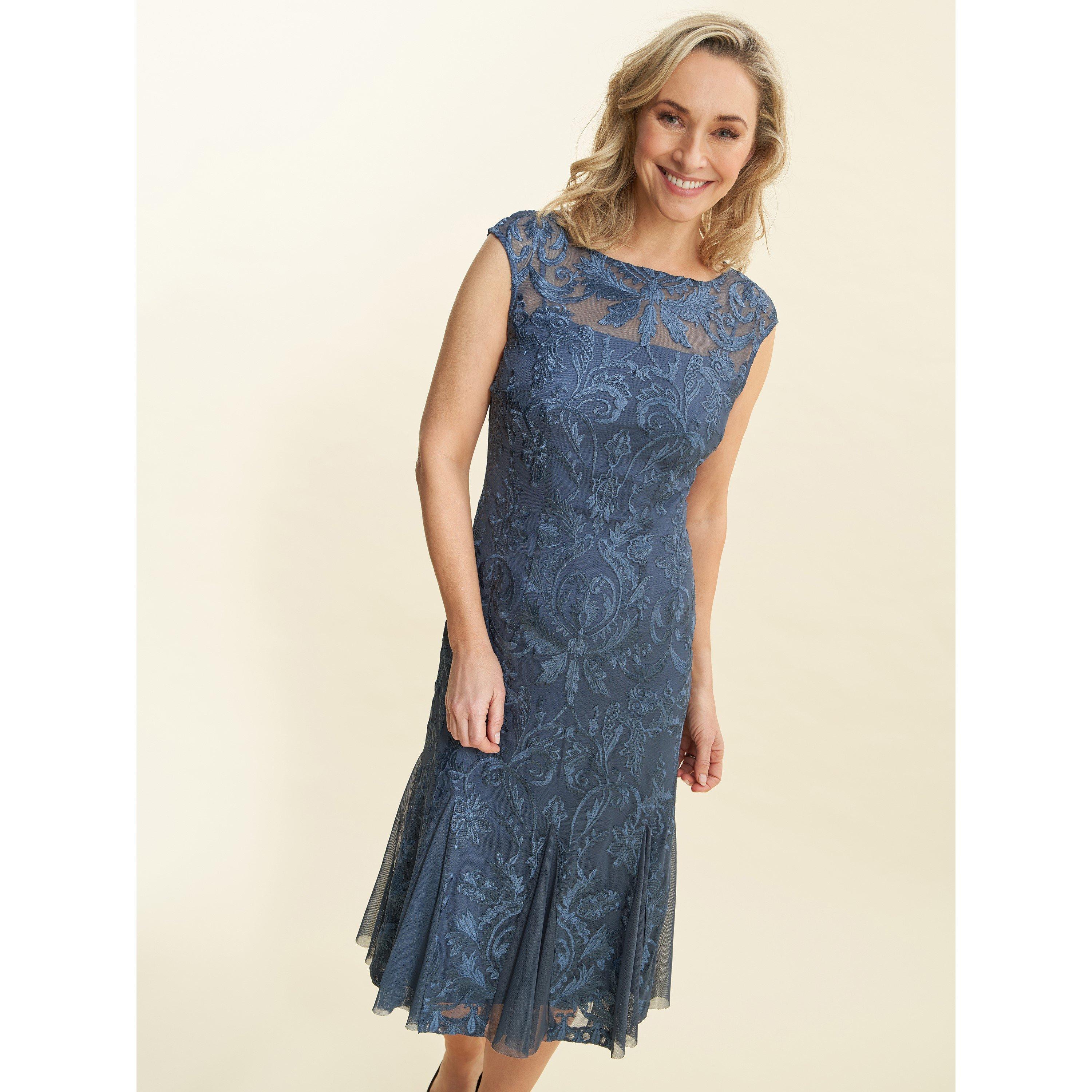 Blue - Gina Bacconi - Rosia Brocade Midi Cocktail Dress - 3