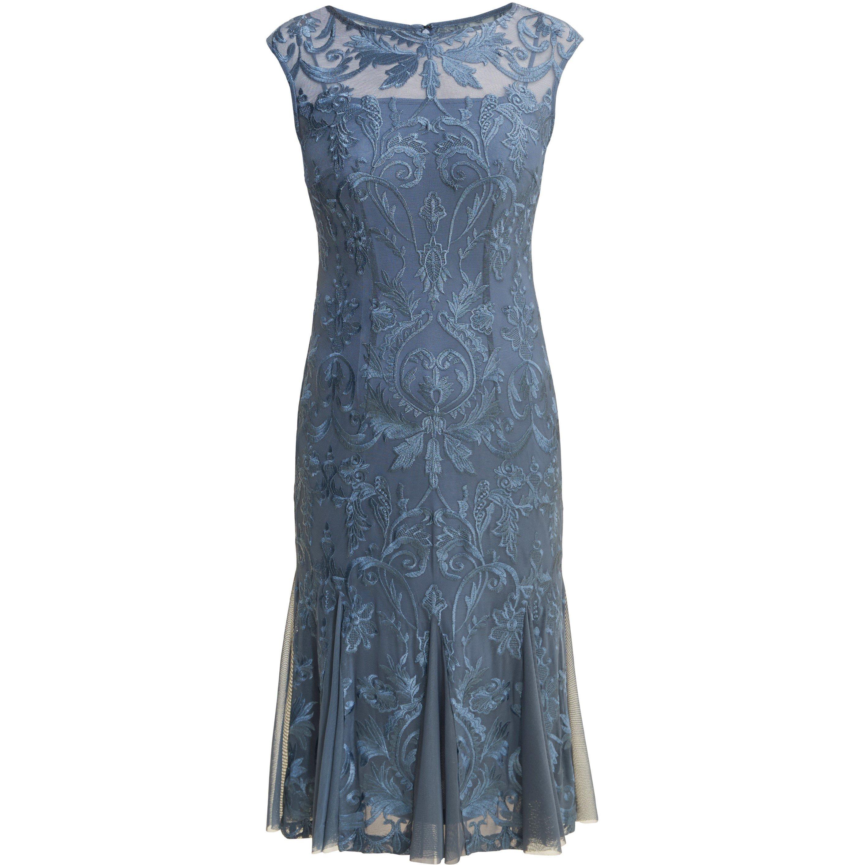 Blue - Gina Bacconi - Rosia Brocade Midi Cocktail Dress - 4
