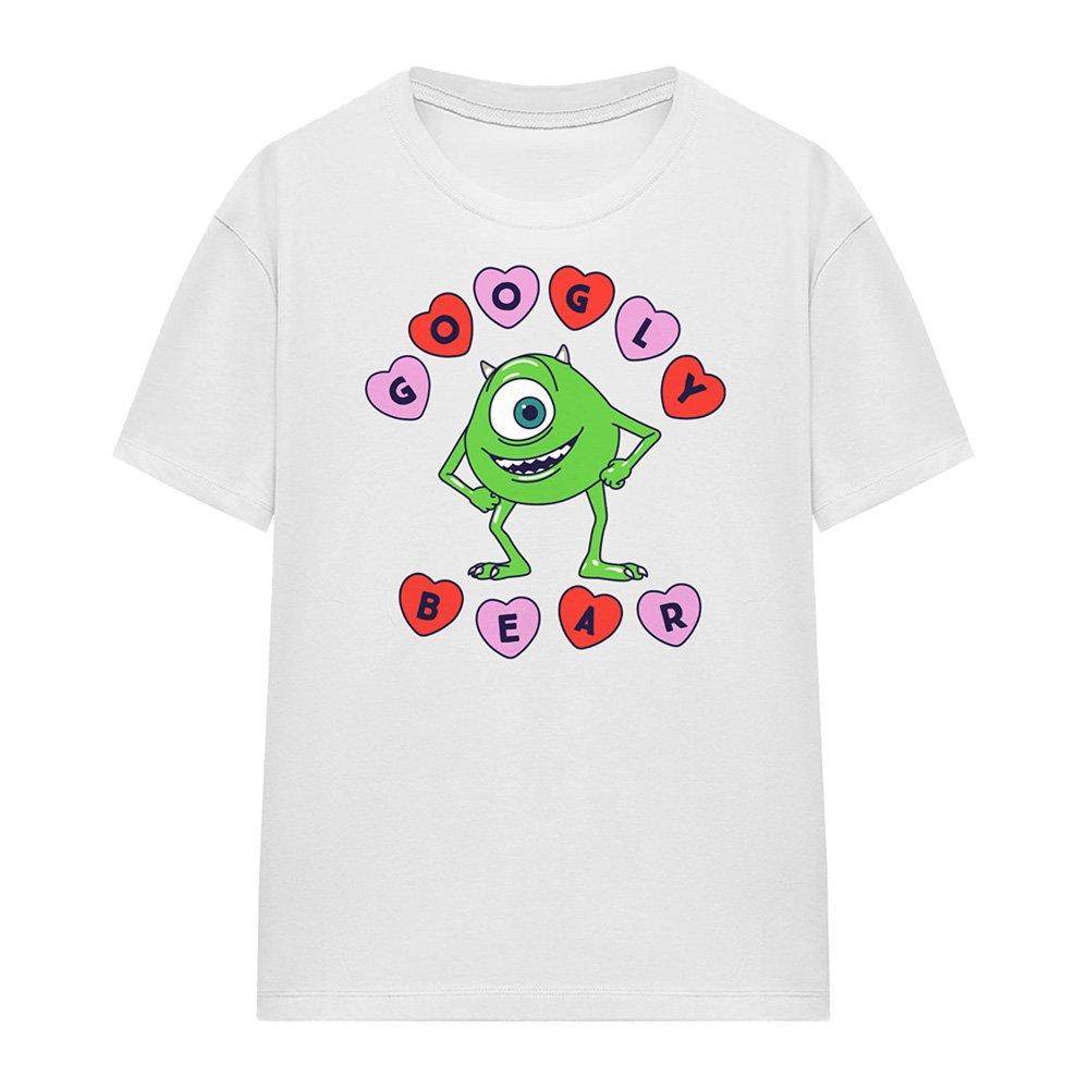 White - Disney - Mike Wazowski Googly Bear Hearts T-Shirt White - 4