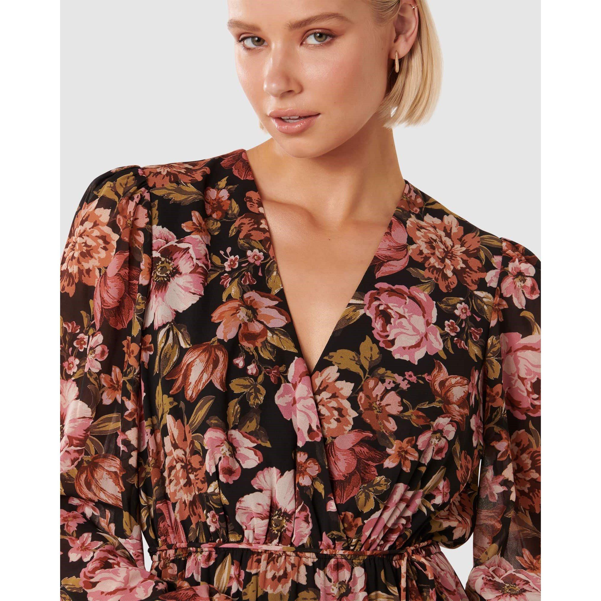 Black Delphi Fl - Forever New - Maria Ruffle Maxi Dress - 2