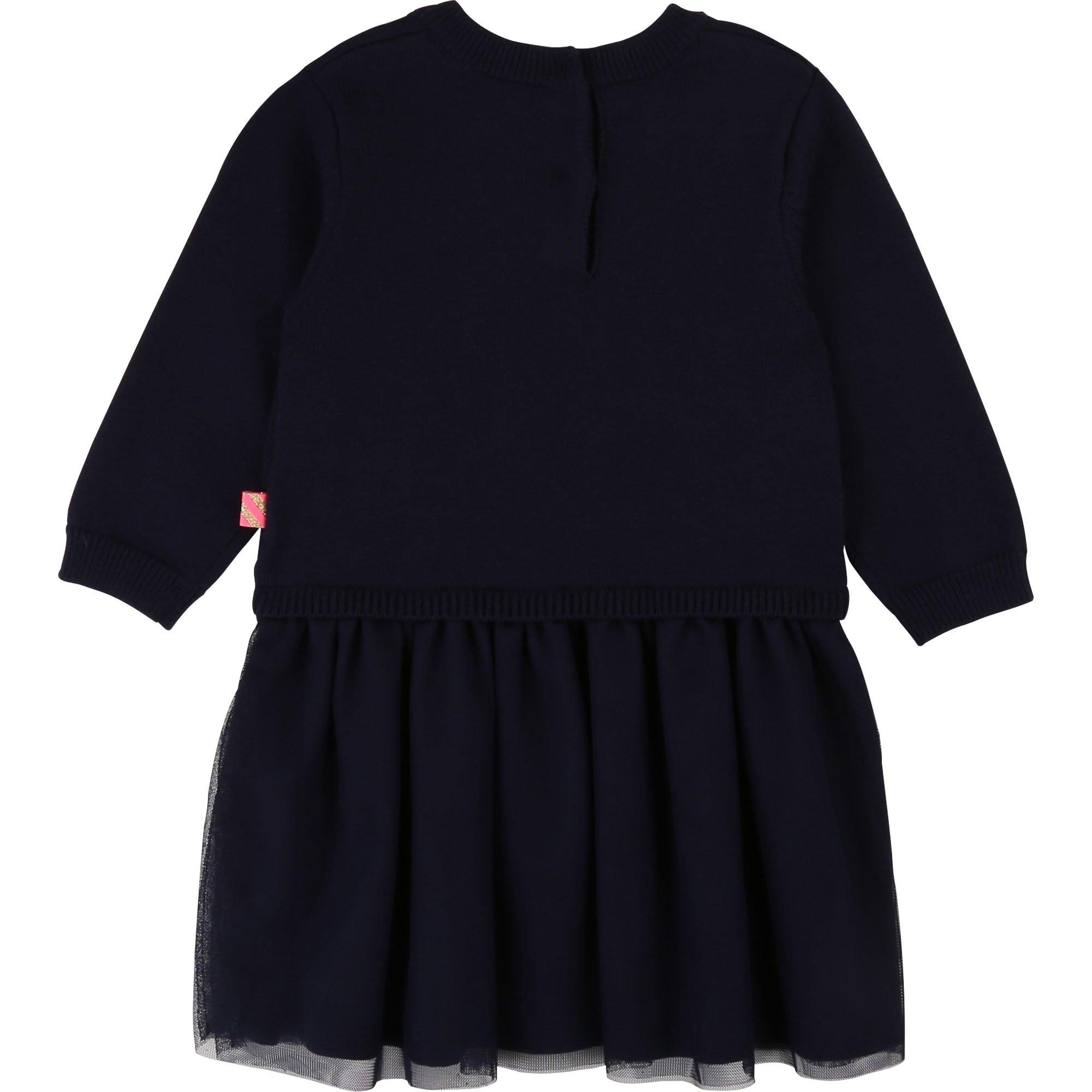 Navy - Billieblush - Baby Girls Navy Bi-material dress - 2