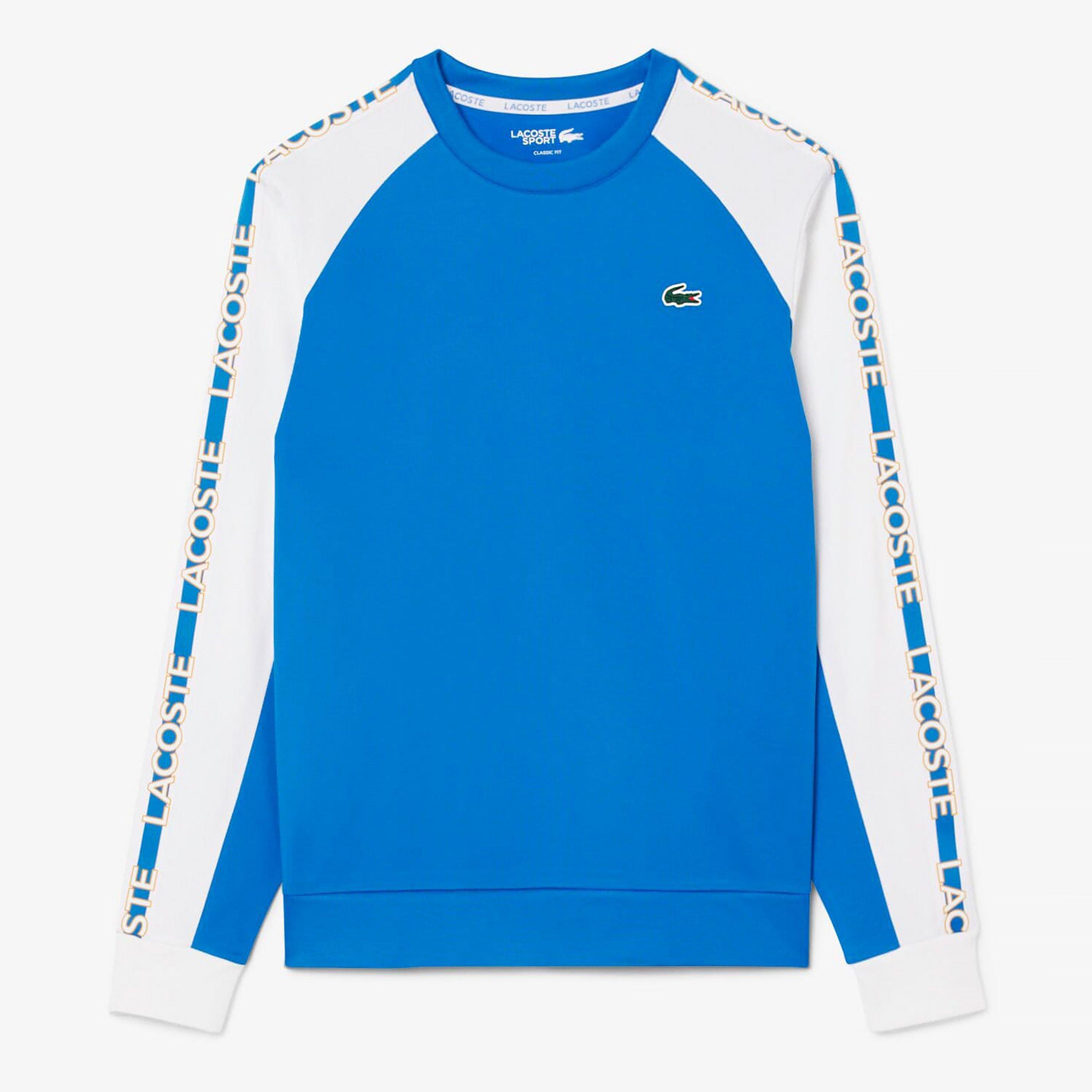 Lacoste Men's Tennis Colour Block Stripe Sweatshirt - Blue-White - XS