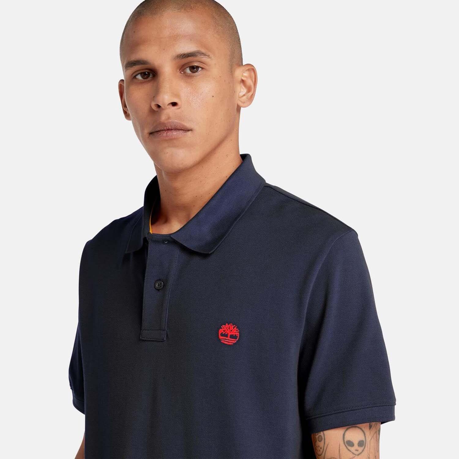 Navy - Timberland - Oyster River Logo Short Sleeve Polo Shirt - 3