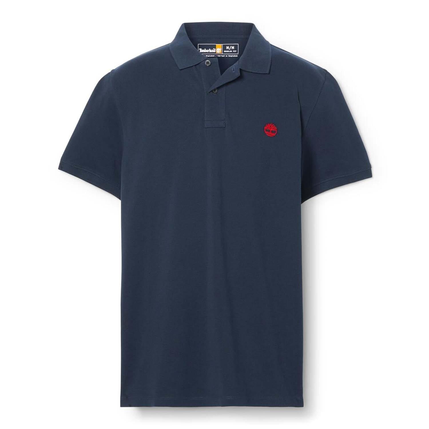 Navy - Timberland - Oyster River Logo Short Sleeve Polo Shirt - 4