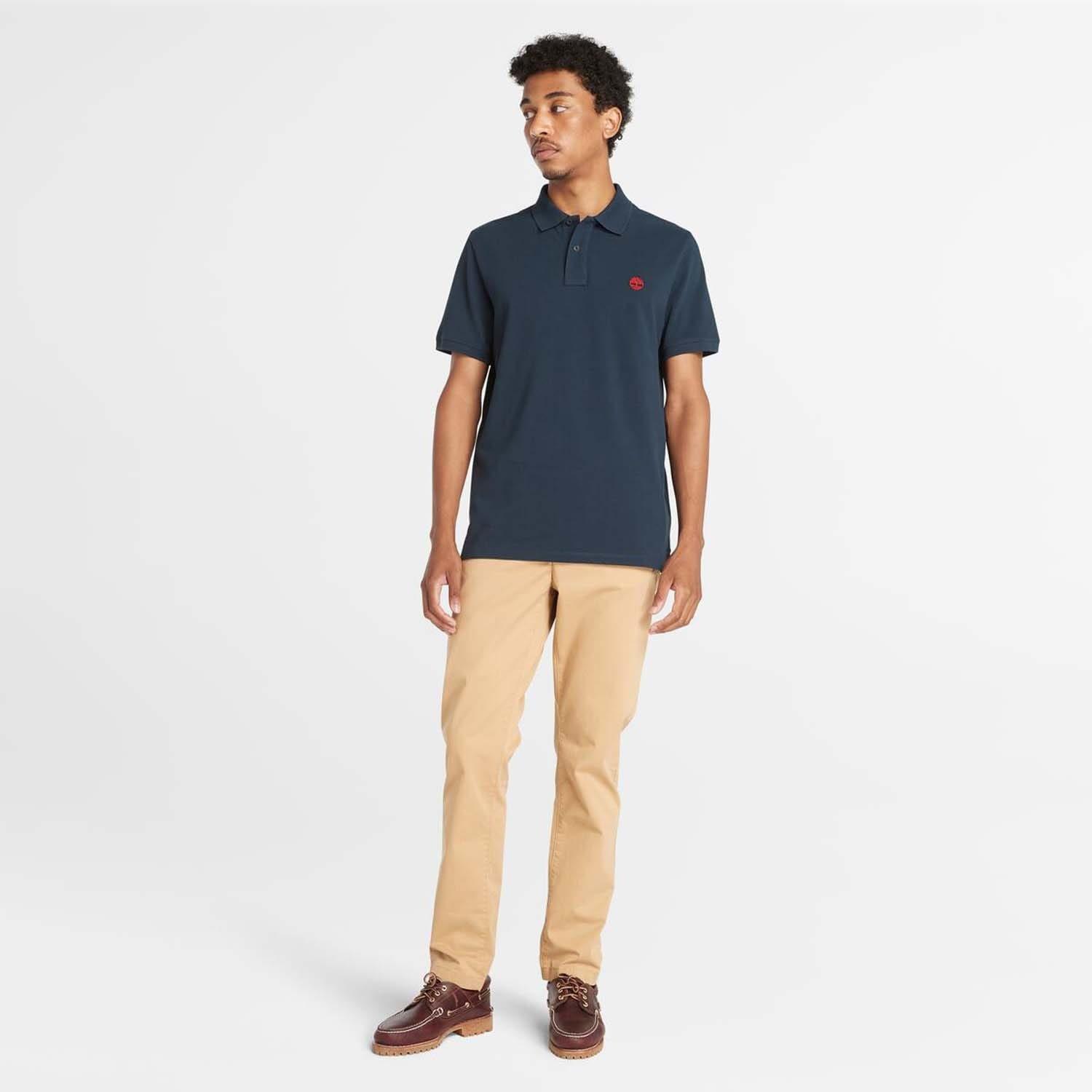 Navy - Timberland - Oyster River Logo Short Sleeve Polo Shirt - 5