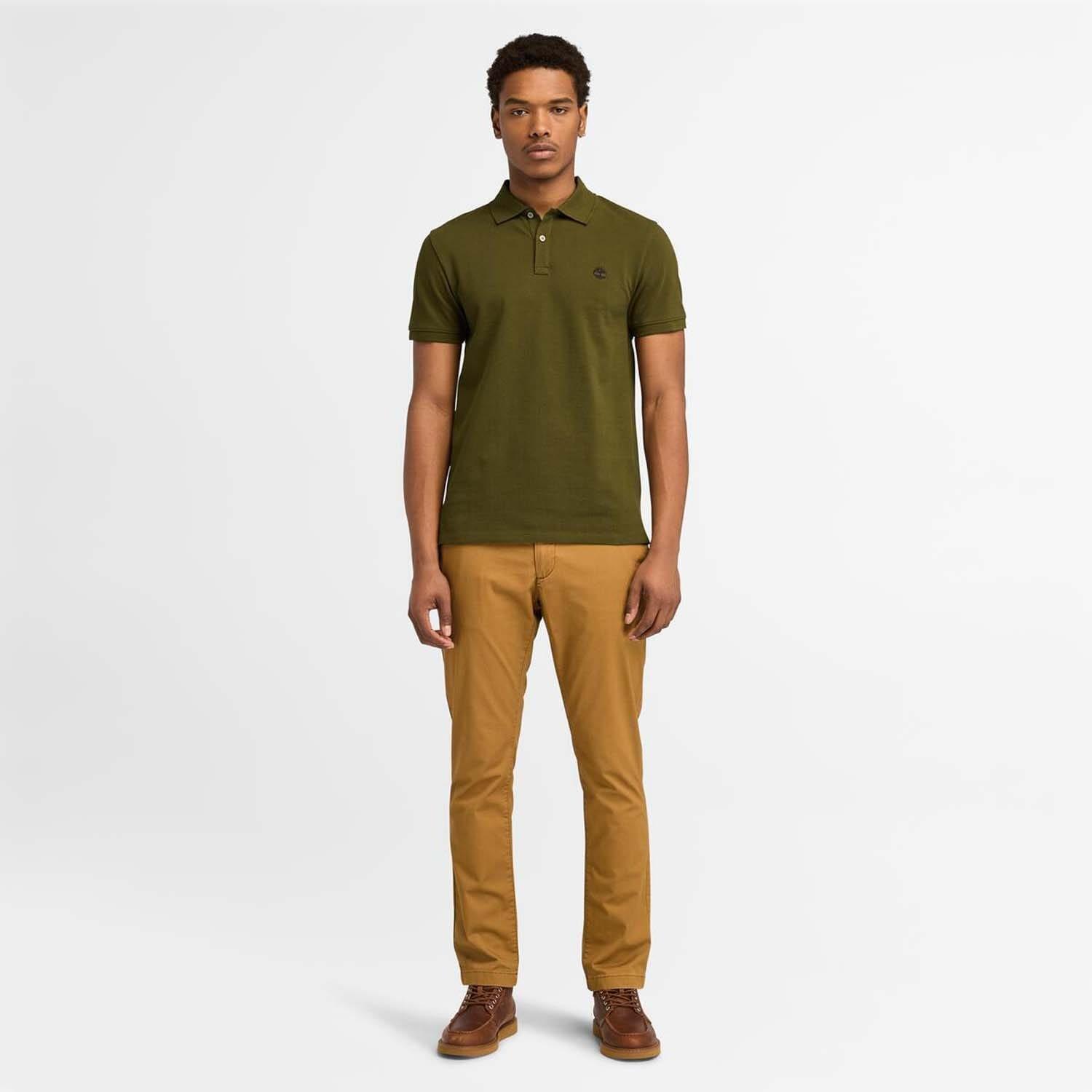 Olive - Timberland - Oyster River Logo Short Sleeve Polo Shirt - 3