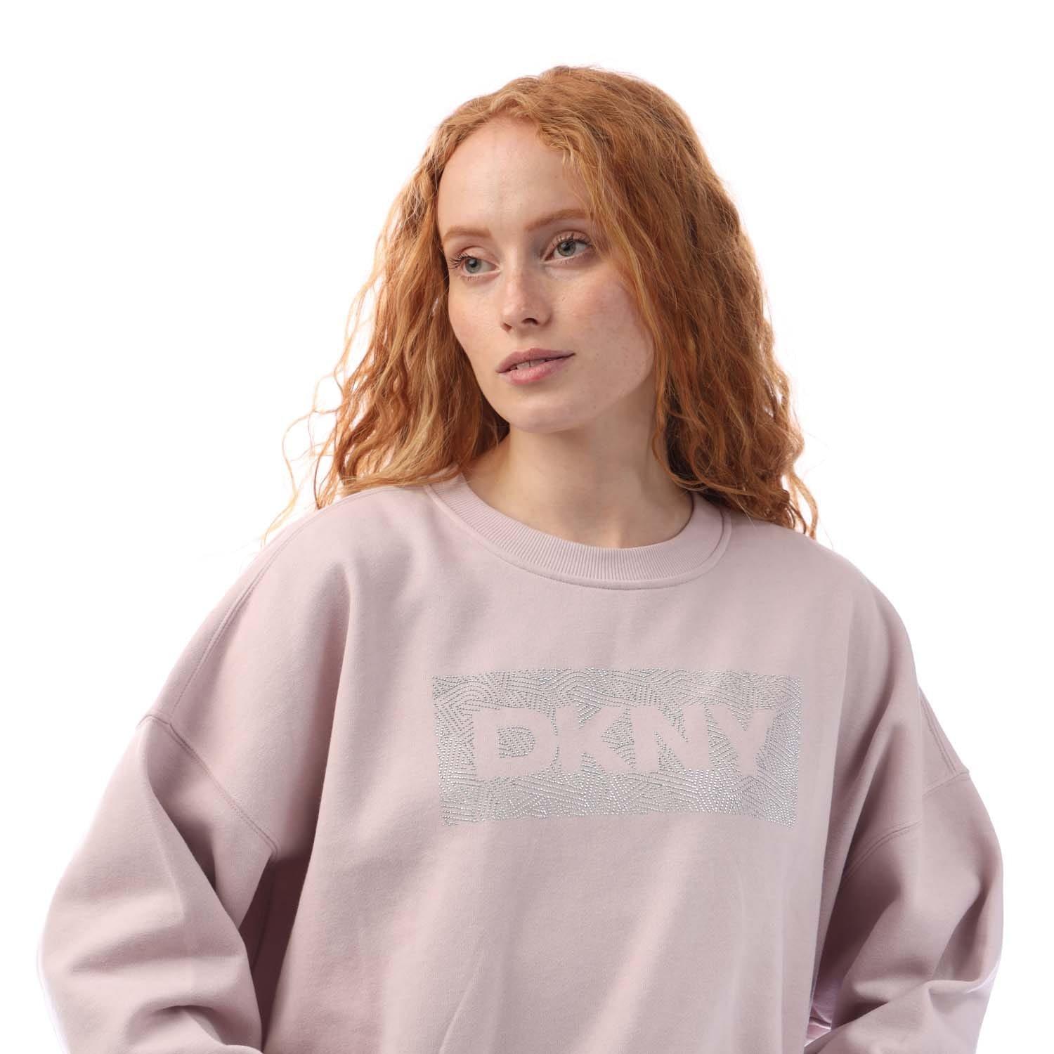 White Pink - DKNY - Rhinestone Crosswalk Crew Sweatshirt - 2