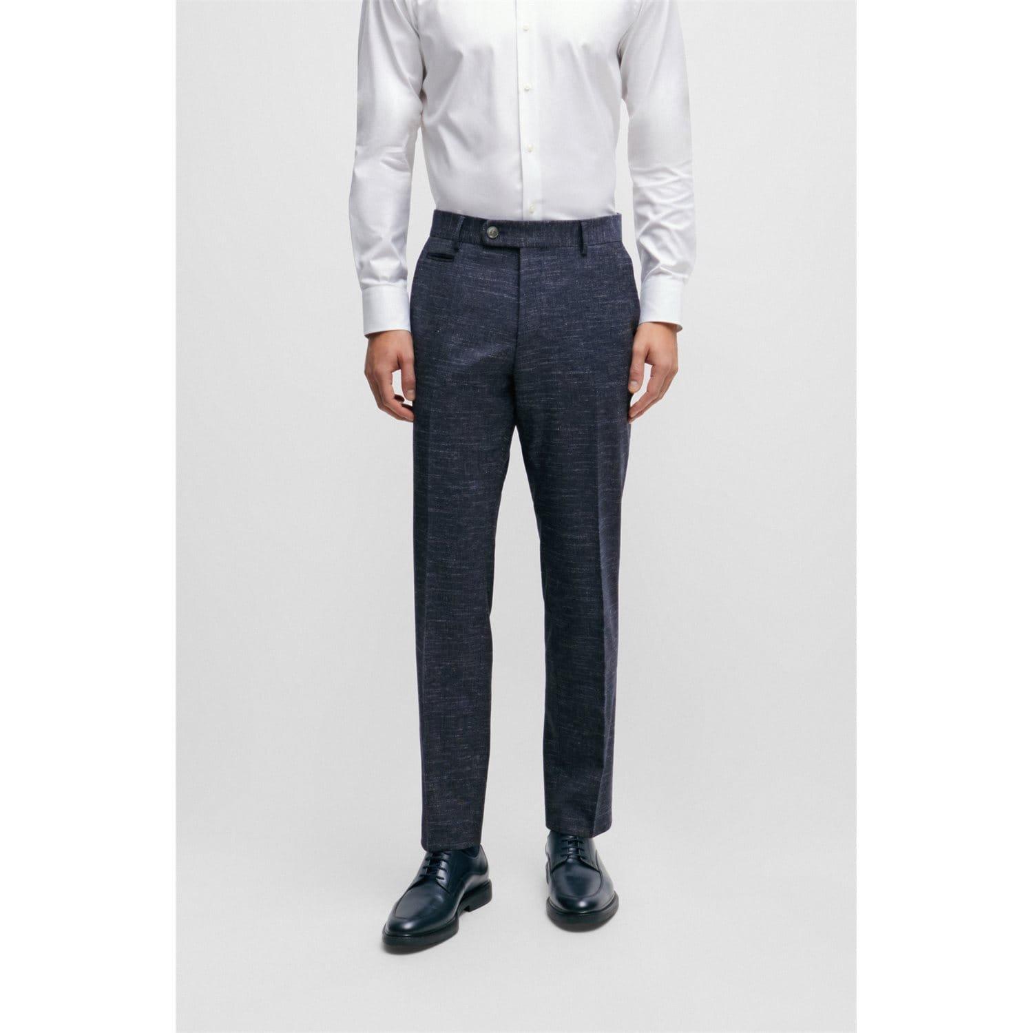 Boss Men's H-Genius Slim-Fit Trousers - Dark Blue - 38R
