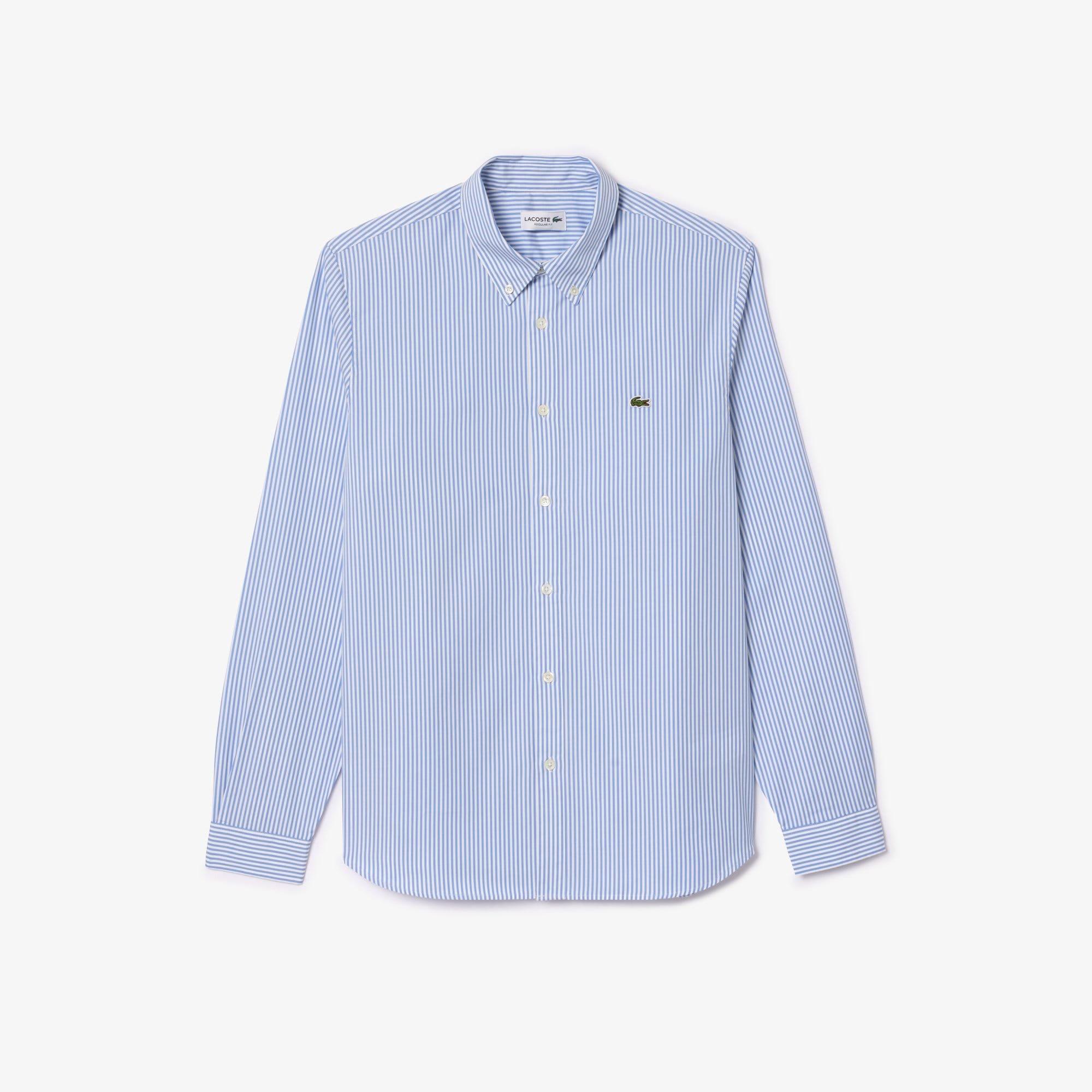 White - Lacoste - Regular-Fit Striped Cotton Shirt - 1