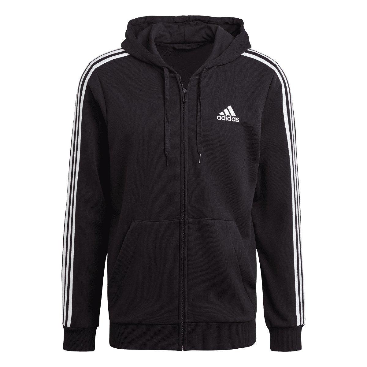 Crna - adidas - Essentials 3-Stripes Full-Zip Hoodie - 2