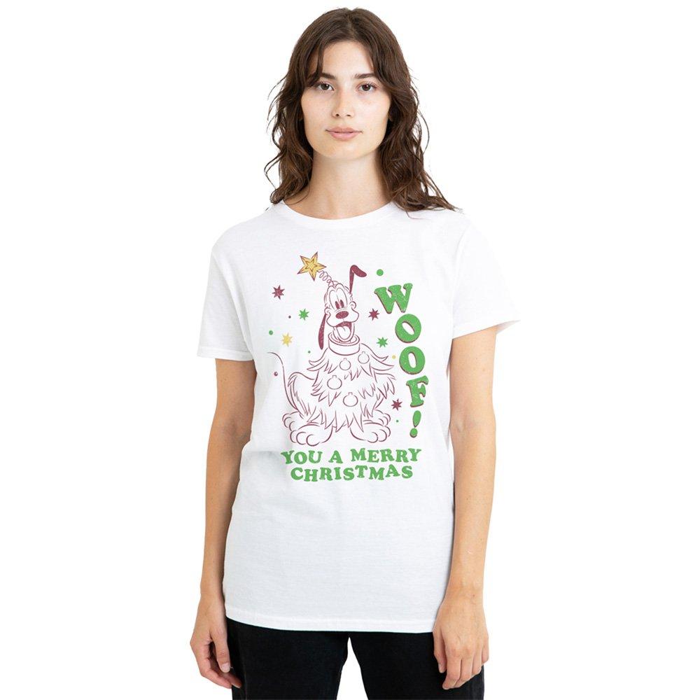 White - Disney - Mickey Mouse Pluto Woof You A Merry Christmas T-Sh - 1