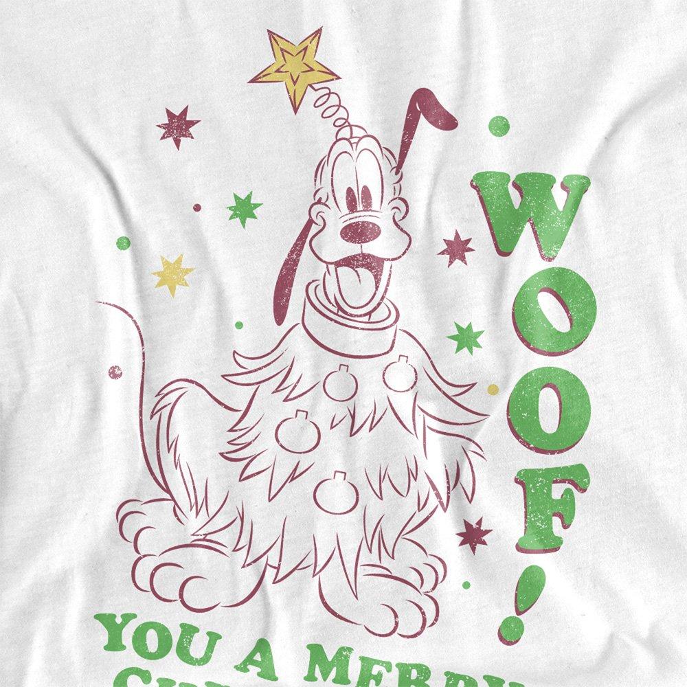 White - Disney - Mickey Mouse Pluto Woof You A Merry Christmas T-Sh - 2