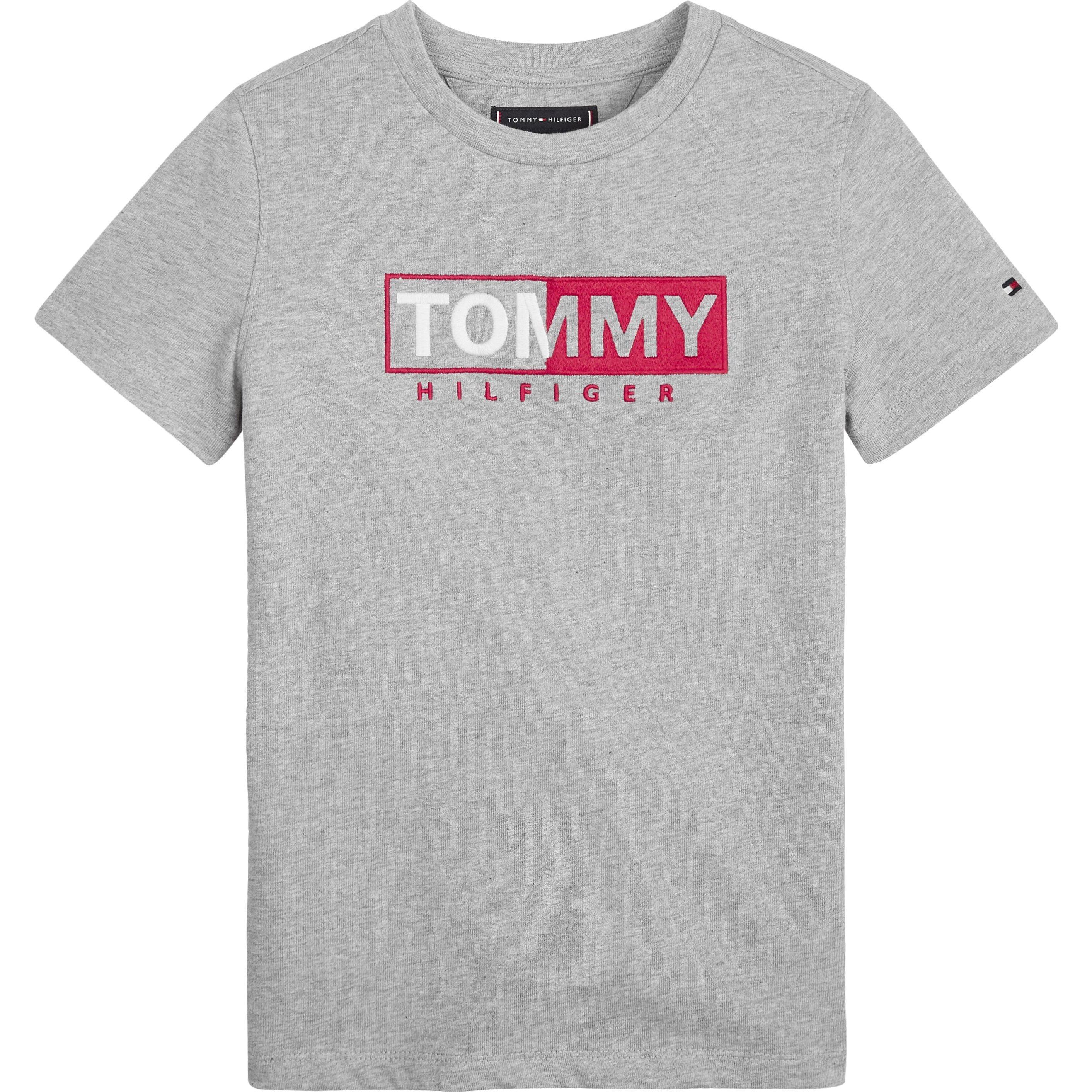 Light Grey - Tommy Hilfiger - Embroidered Logo T-Shirt - 1