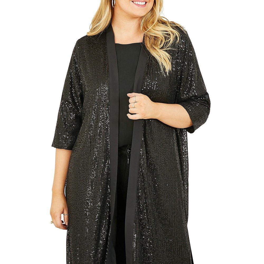 Black - Yumi - Black Sequin Kimono - 2