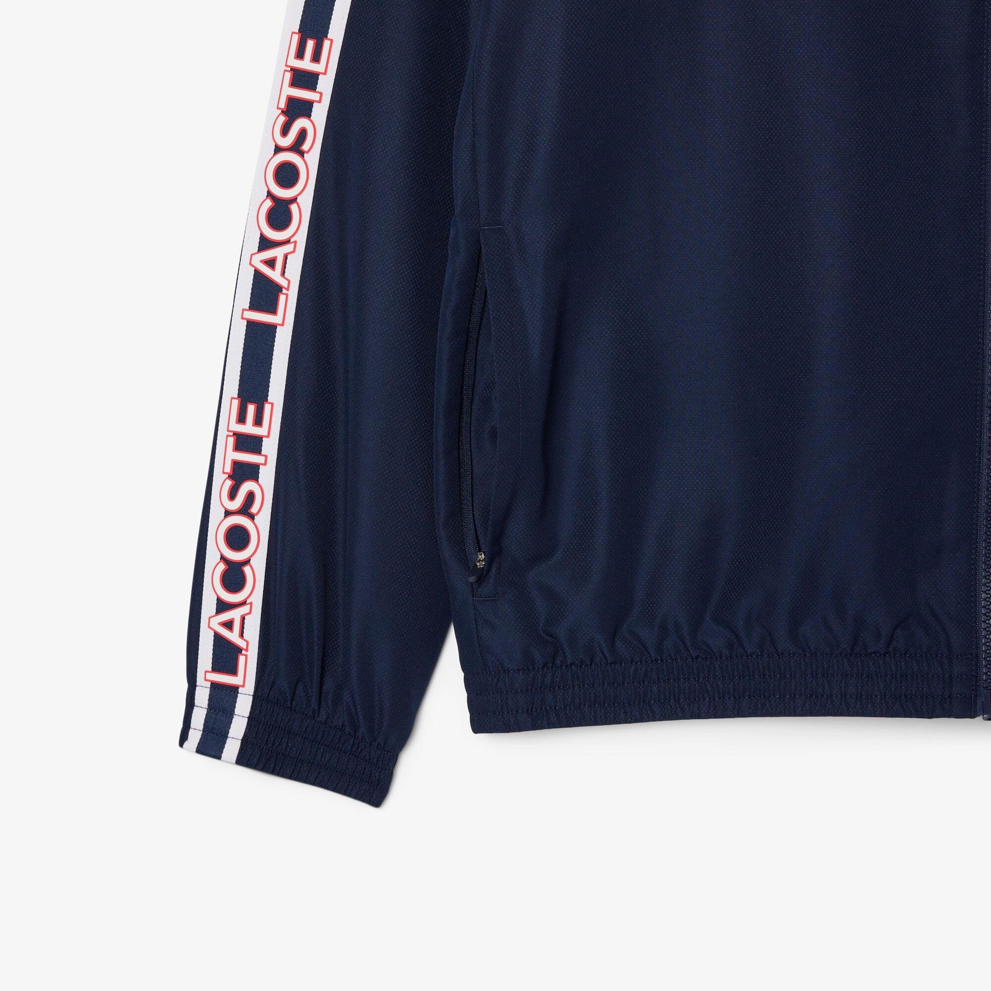 Navy - Lacoste - Colour Block Logo Stripe Tennis Jacket - 4