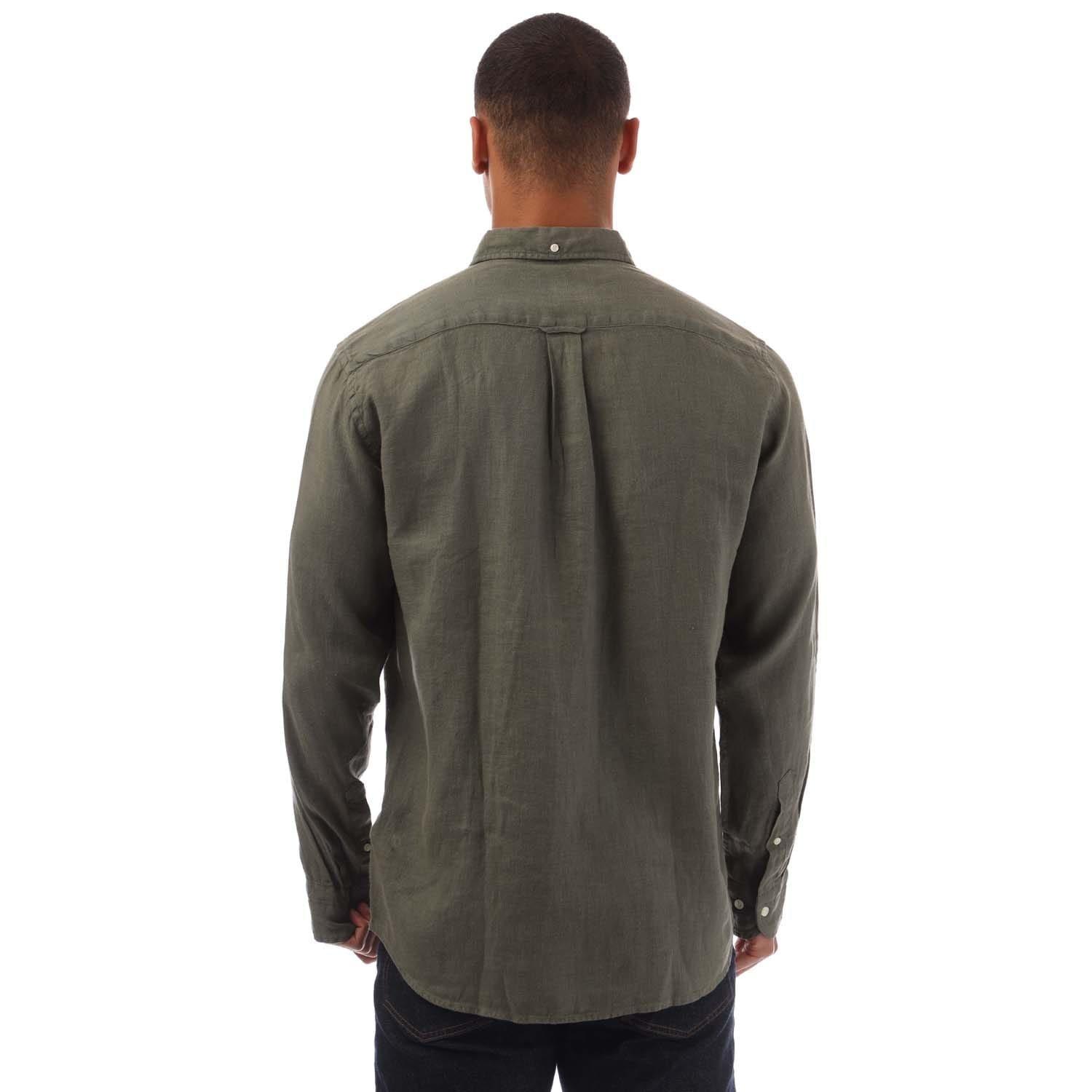 Green - Gant - Regular Fit Garment Dyed Linen Shirt - 3