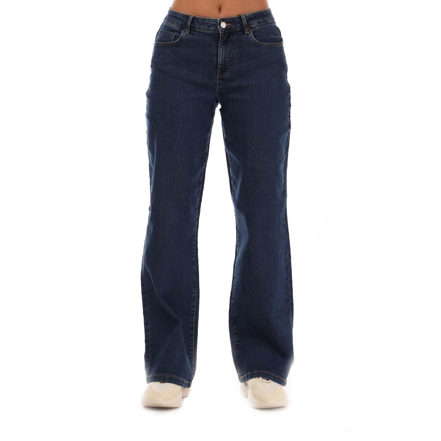 Dark Blue - Vero Moda - Elly Mid Rise Wide Leg Jeans - 1