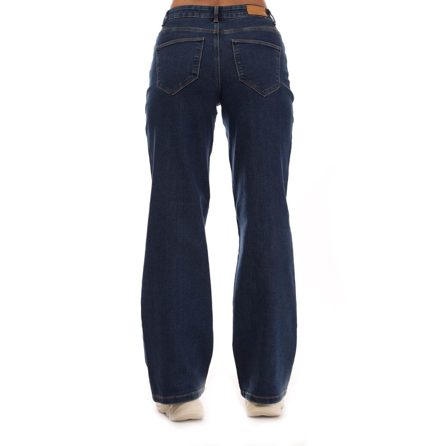 Dark Blue - Vero Moda - Elly Mid Rise Wide Leg Jeans - 2