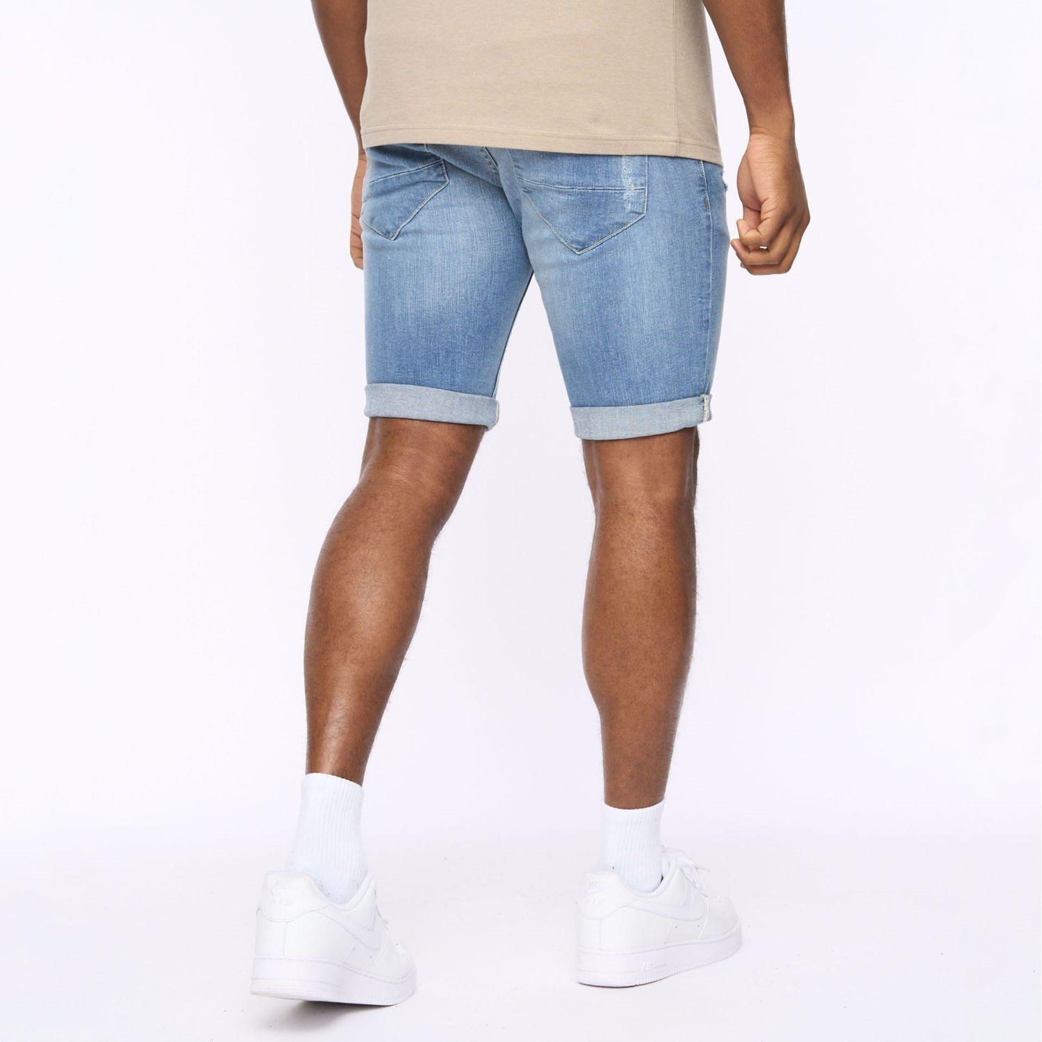 Blue - Crosshatch - Riptrey Scratch Detail Denim Shorts - 2