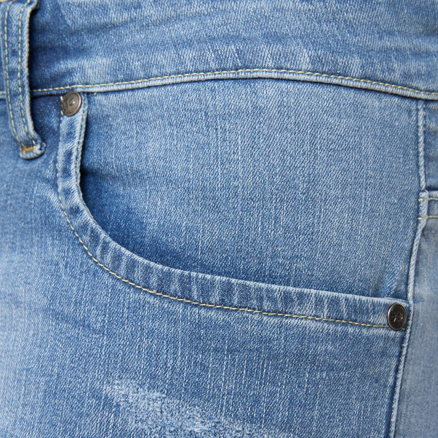 Blue - Crosshatch - Riptrey Scratch Detail Denim Shorts - 5