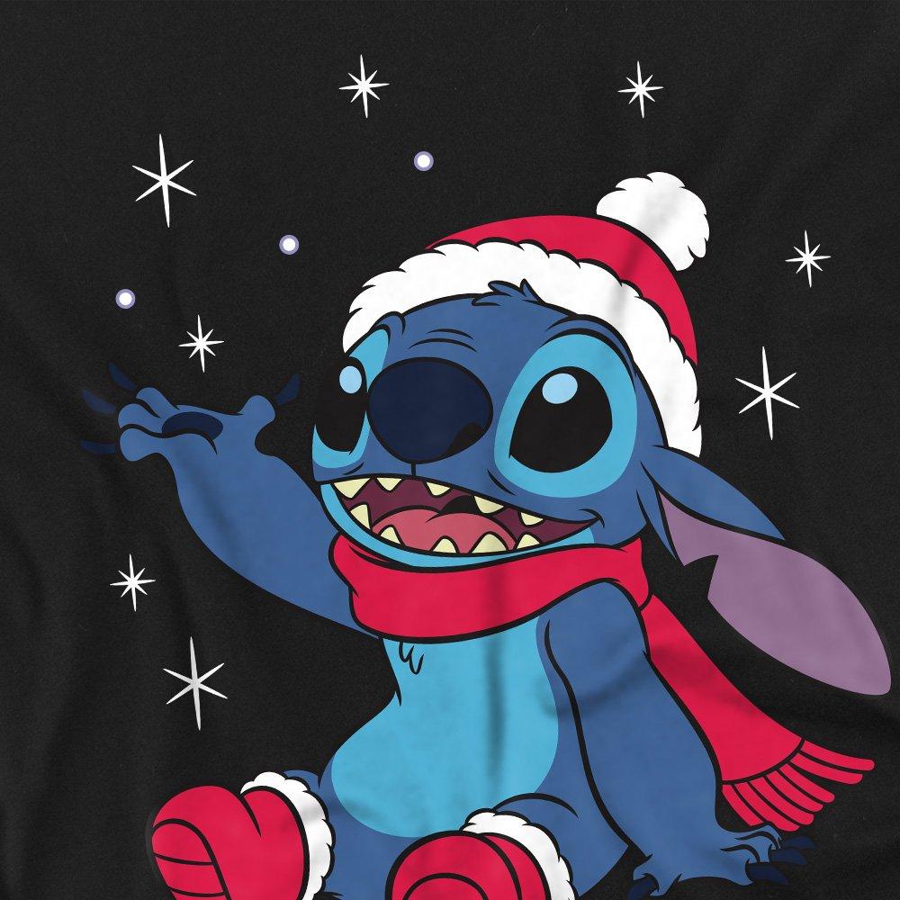 Black - Disney - Lilo & Stitch Christmas Snowflakes Mens T-Shirt Bl - 2