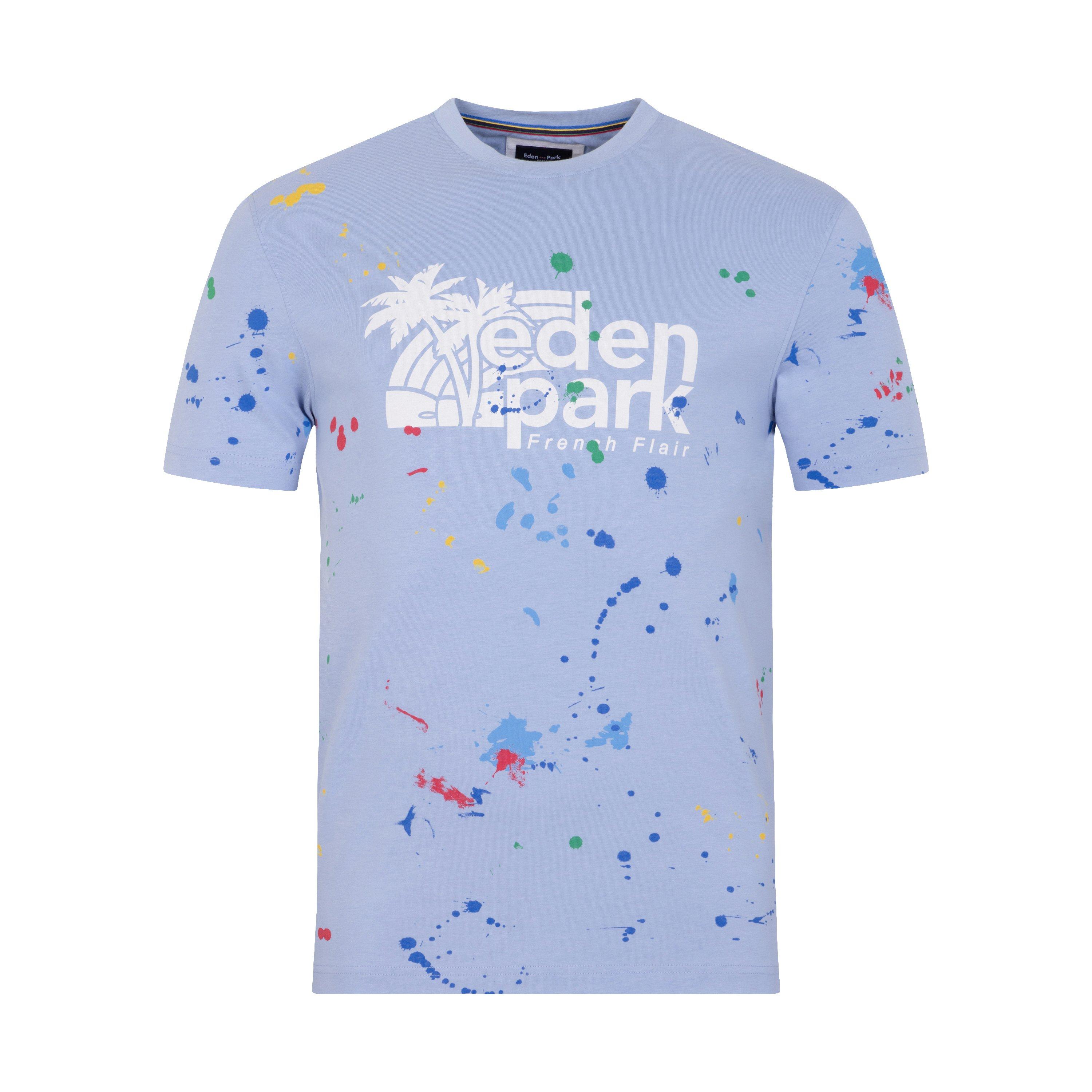Eden Park Men's Blue Shortsleeved Tshirt Paint Splash - Blc18 - S