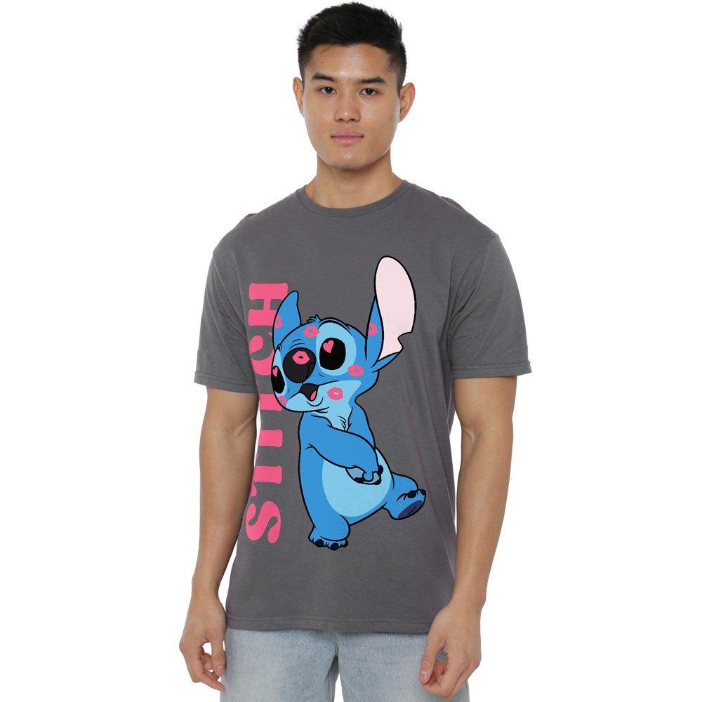 Charcoal - Disney - Lilo & Stitch Covered In Kisses Mens T-Shirt Charc - 1