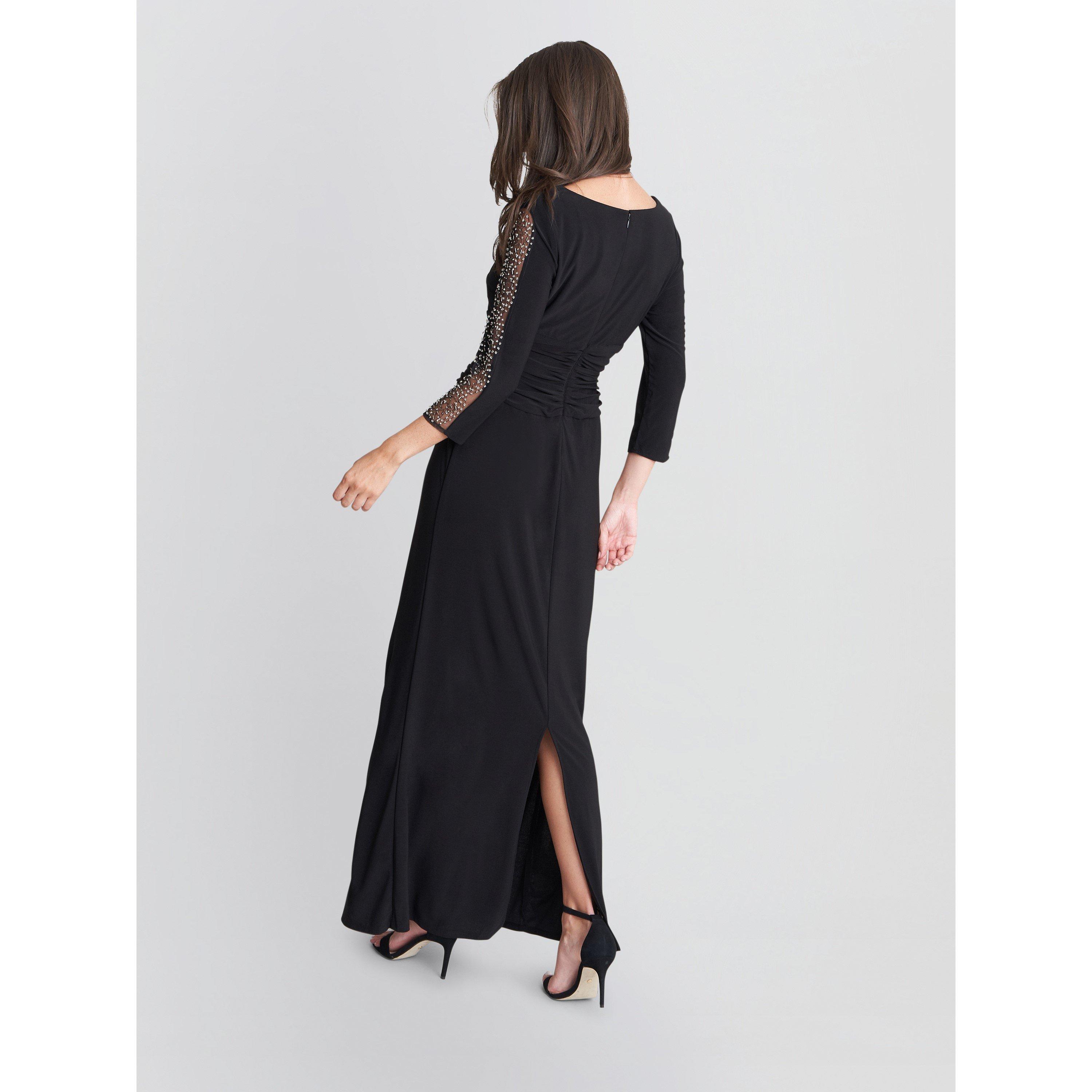 Black - Gina Bacconi - Hollie Maxi Dress with Embellishe Sleeve - 2